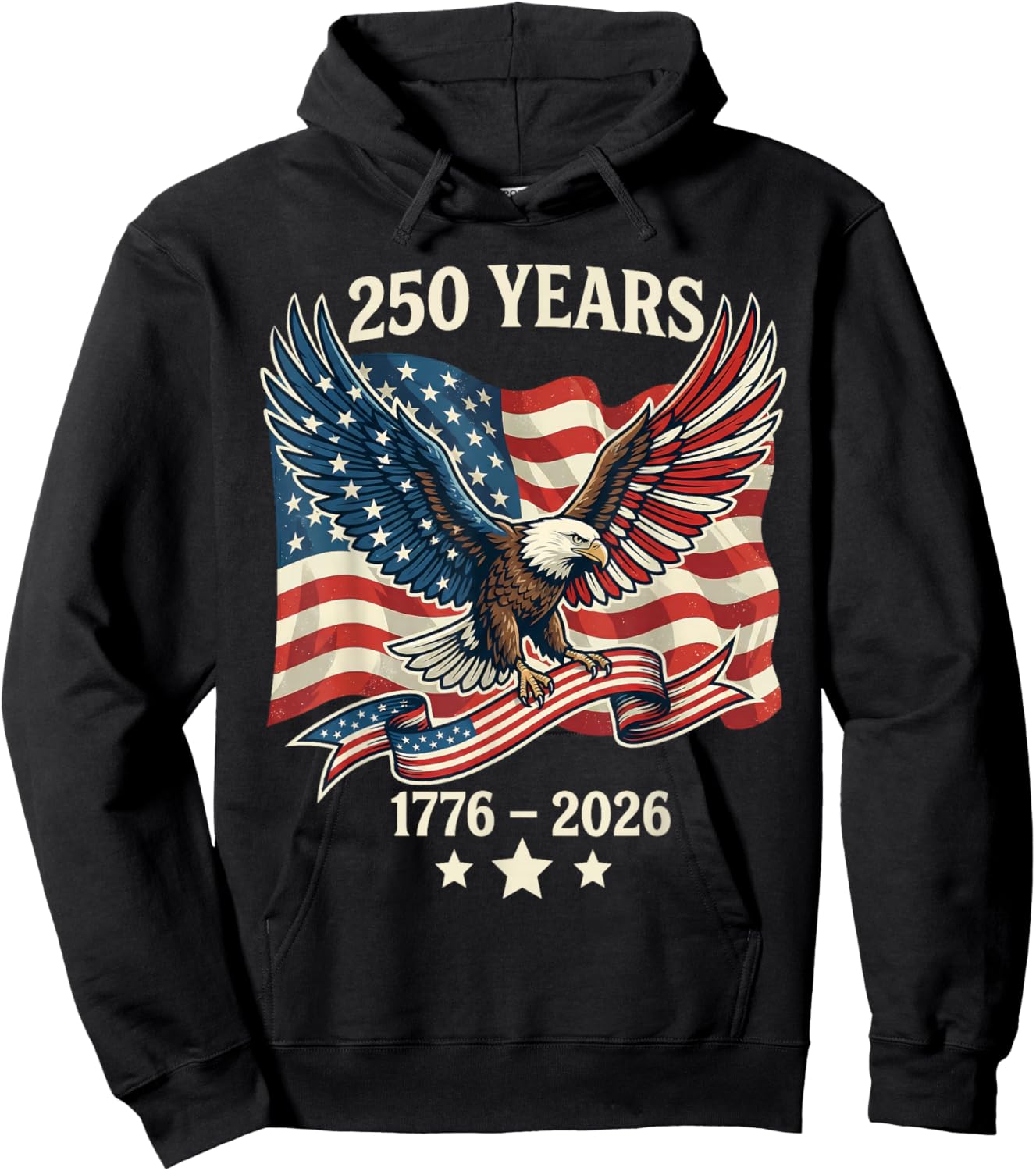 Vintage 250 Years American 1776-2026 250th Birthday USA Hoodie - Hoodie | Black