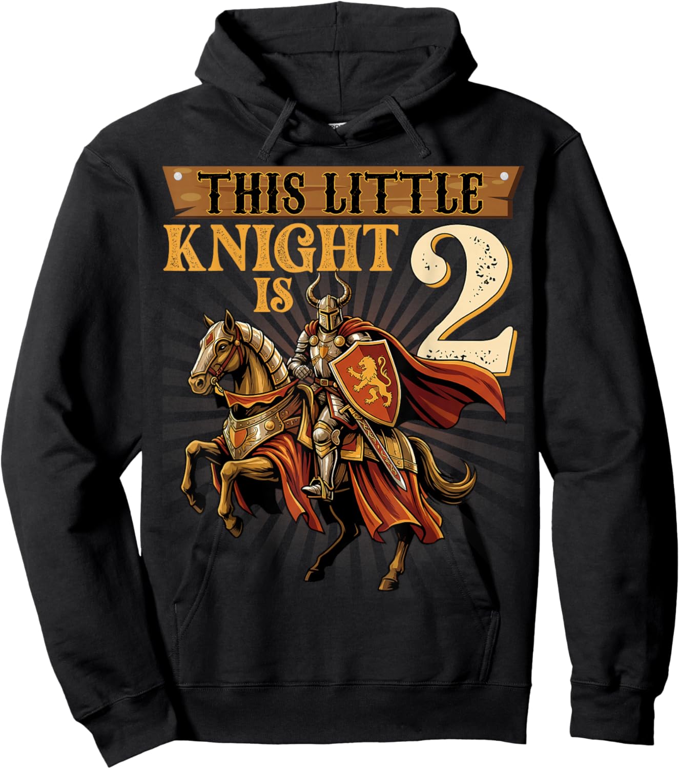 Knight Birthday 2 Years Old Boys 2nd Knight Birthday Party Hoodie - Hoodie | Black