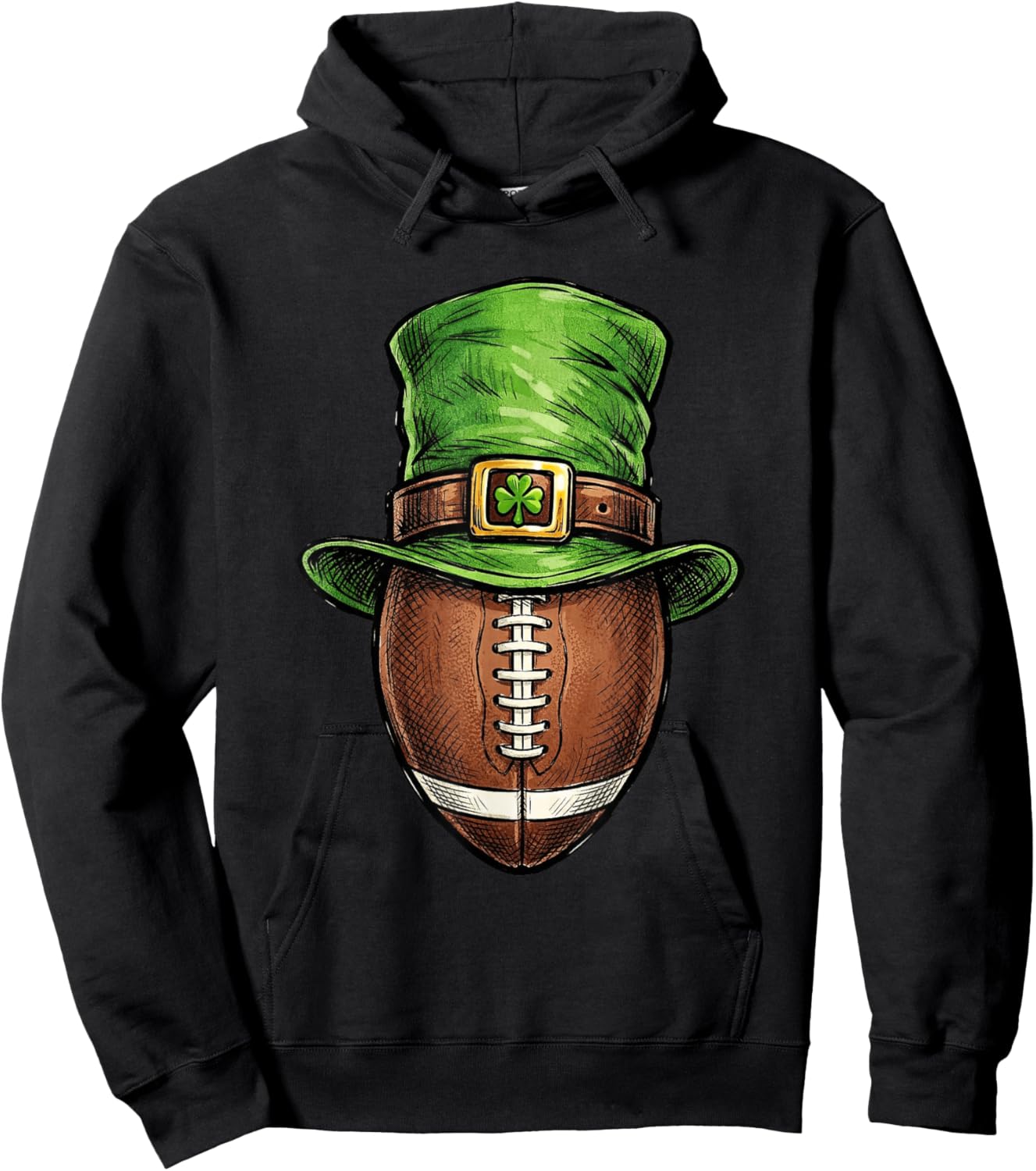 St Patricks Day Football Player Leprechaun Hat Men Boys Kids Hoodie - Hoodie | Black