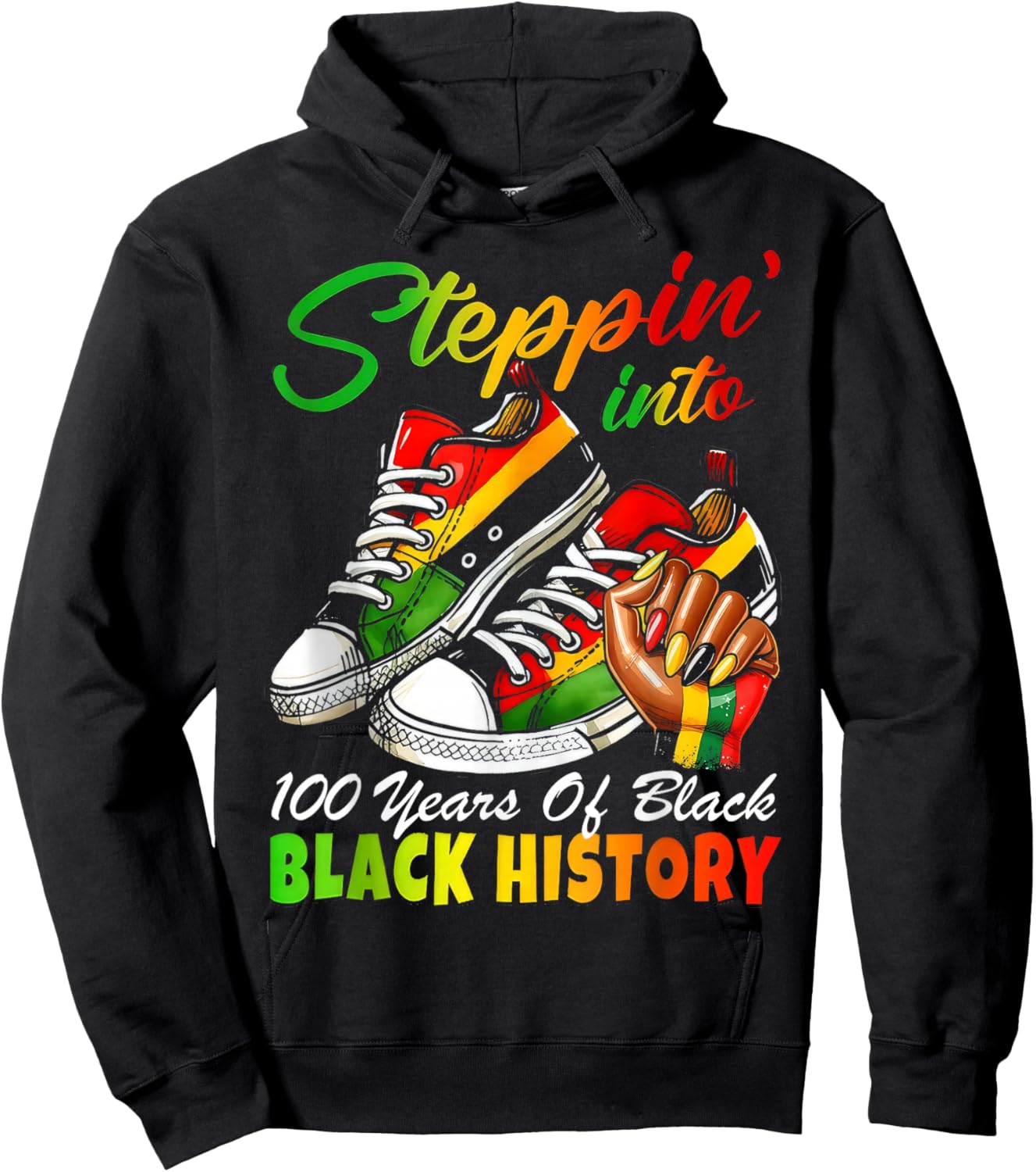 Stepping Into 100 Years of Black History Sneakers Black Hoodie - Hoodie | Black