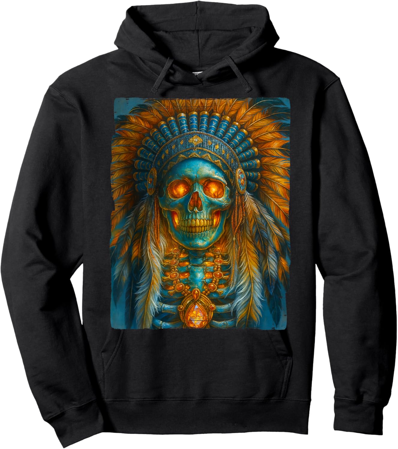 Native American - Lakota Warrior Chief - Indian Headdress Hoodie - Hoodie | Black