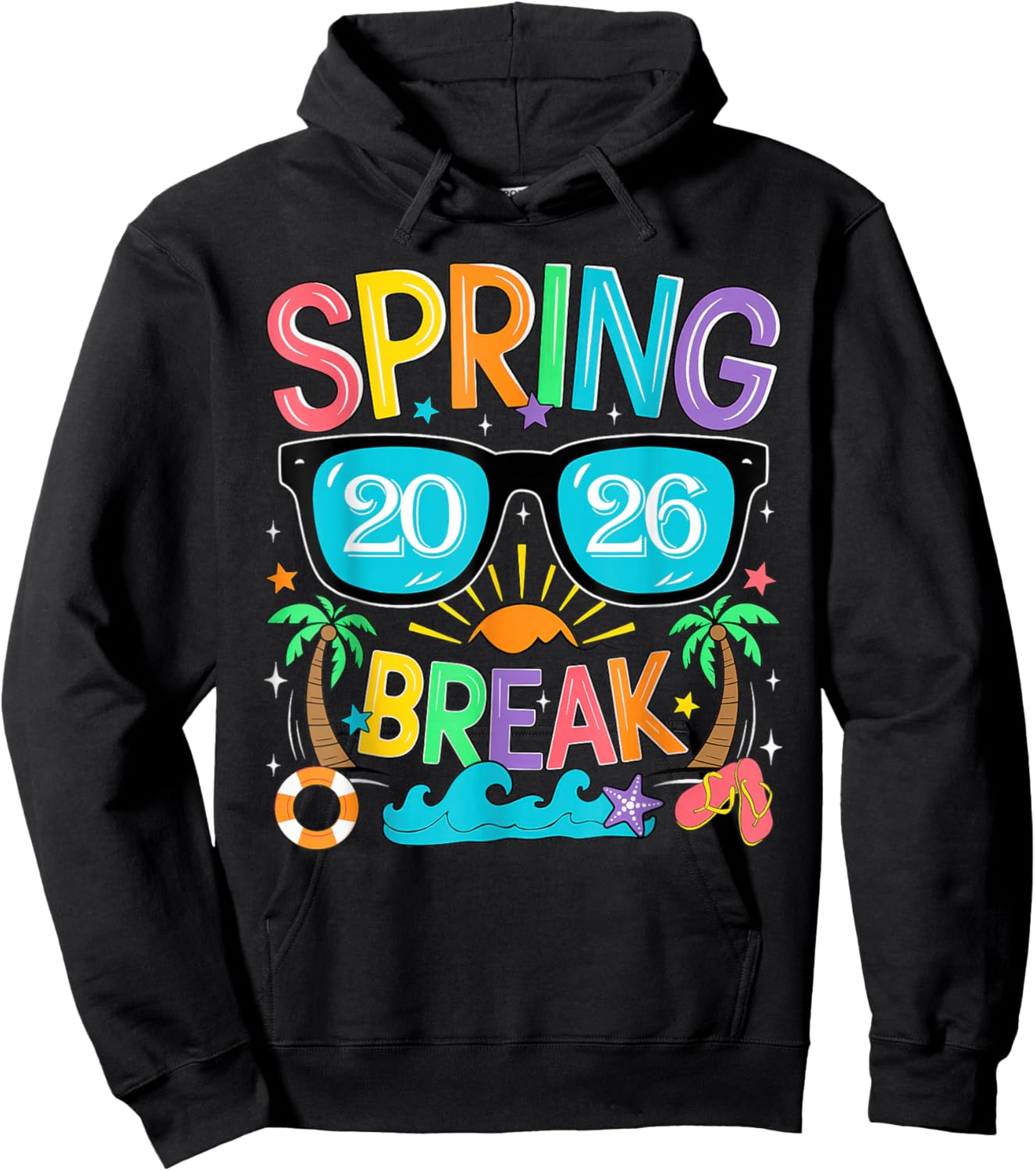 Aesthetic Spring Break 2026 Family Vacation Squad Graphic Hoodie - Hoodie | Black