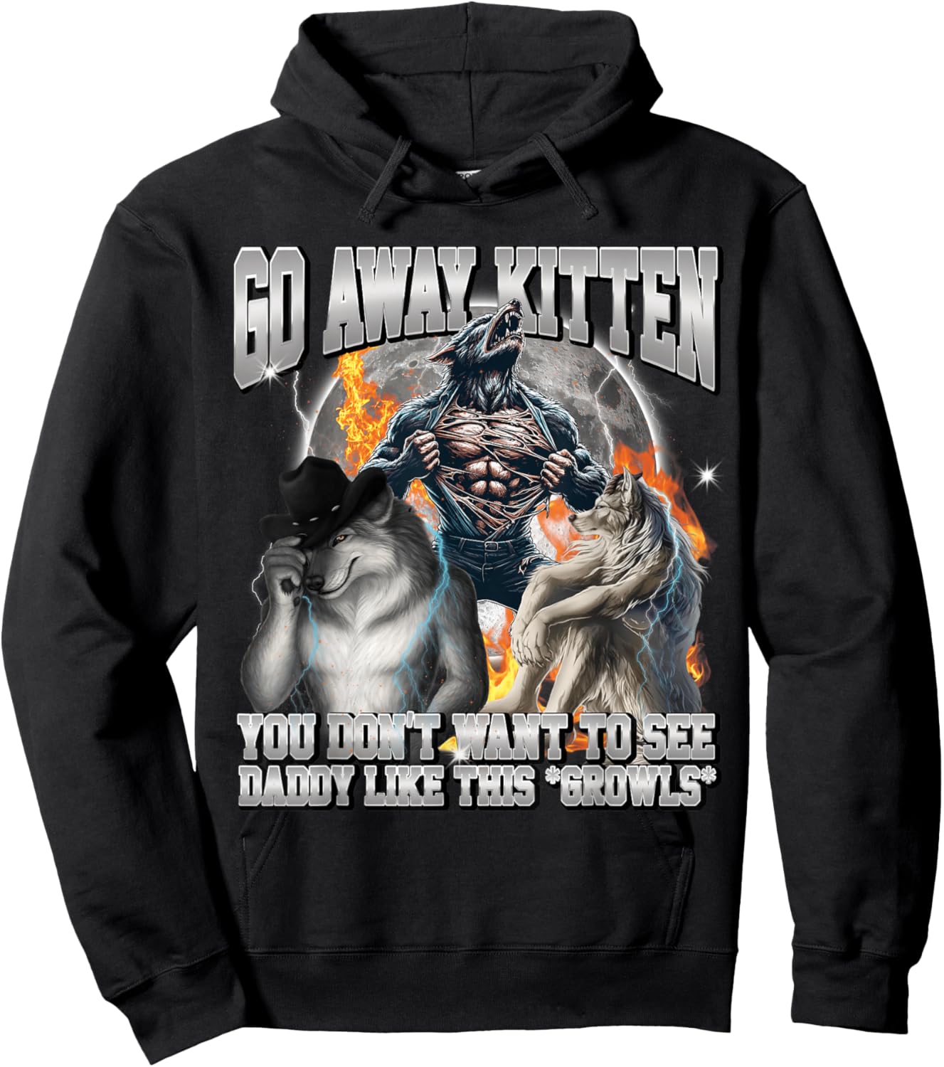 A Wolf Always Protects His Kitten Funny Meme Alpha Werewolf Hoodie - Hoodie | Black