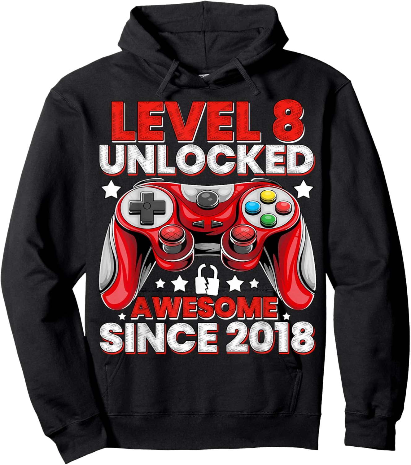 Level 8 Unlocked 8 Year Old Gifts Boys 8th Birthday Boy Hoodie - Hoodie | Black