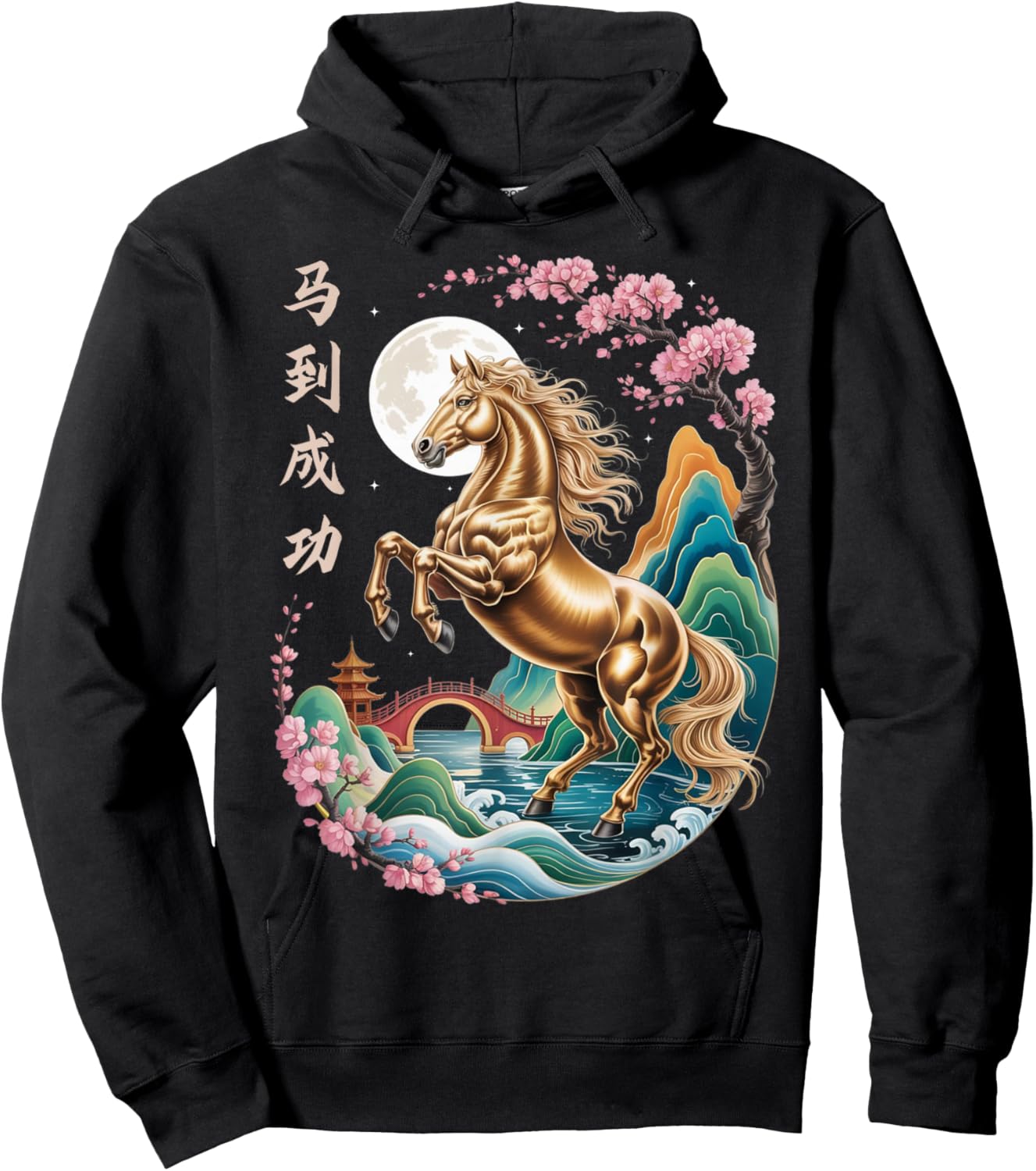 Year of The Horse 2026 Chinese Lunar New Year Horse Zodiac Hoodie - Hoodie | Black