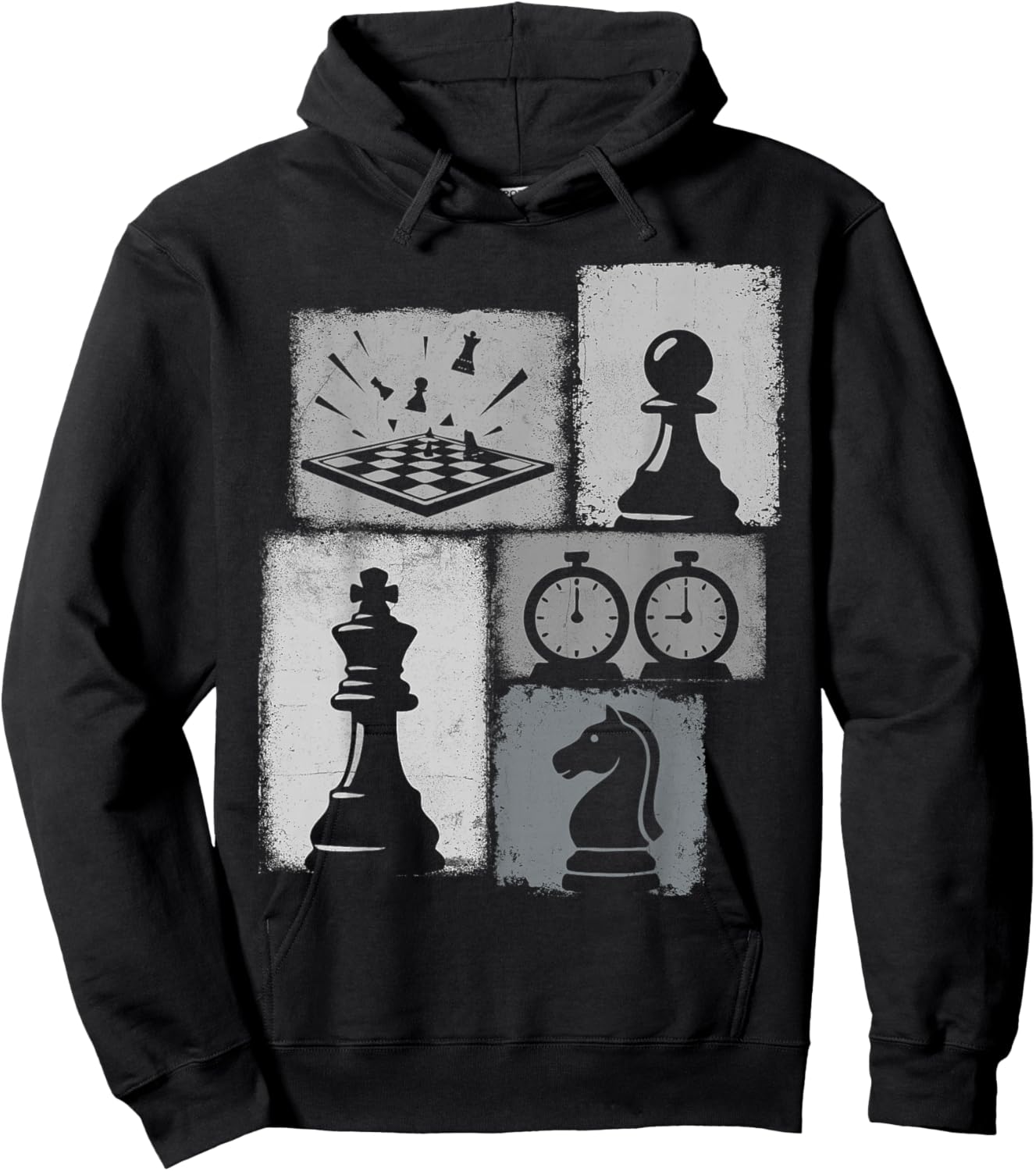 Chess Vintage Collage Player Grandmaster Board Gamer Hoodie - Hoodie | Black
