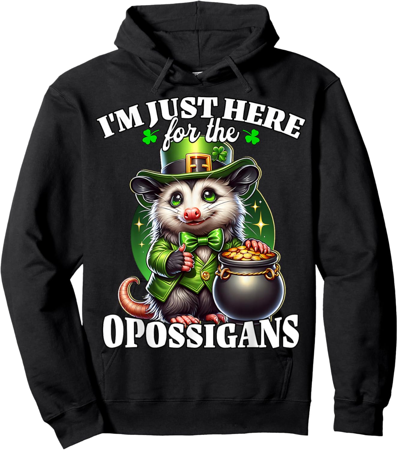 Funny Saint Patricks Day Costume Opossum Hoodie - Hoodie | Black