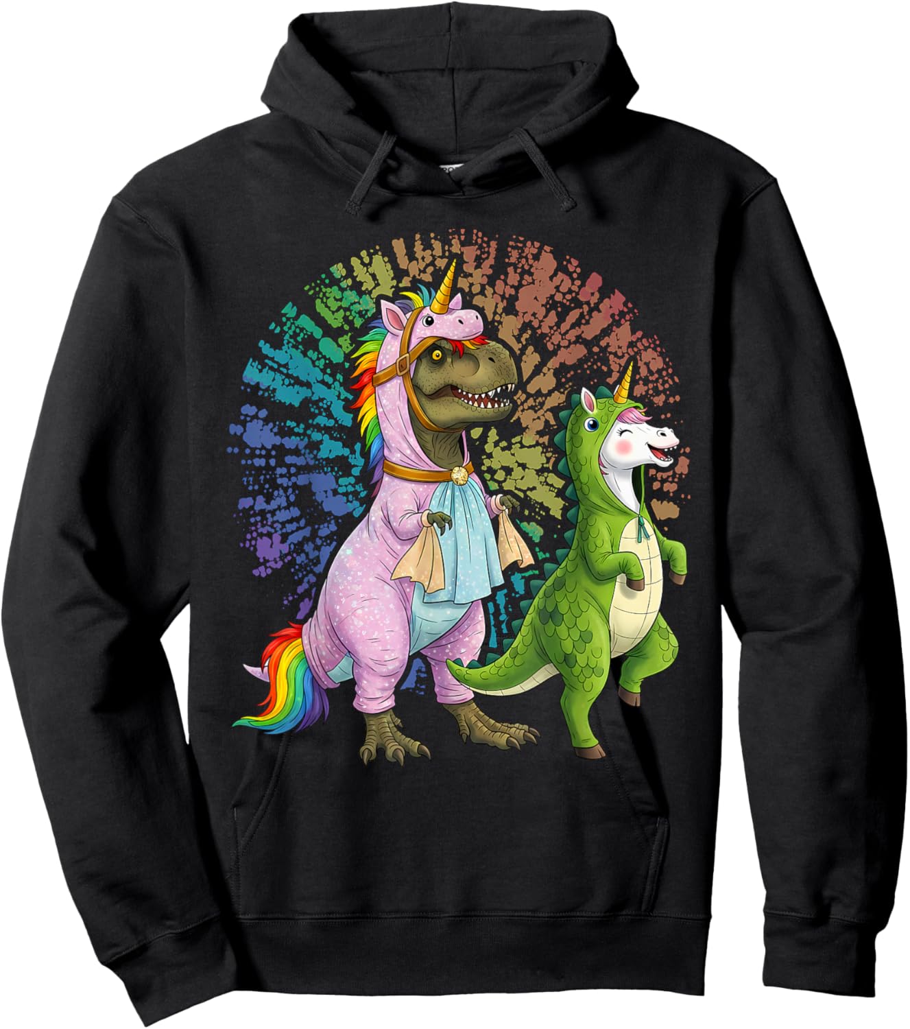 Unicornasaurus - T Rex Dinosaur and Unicorn Hoodie - Hoodie | Black