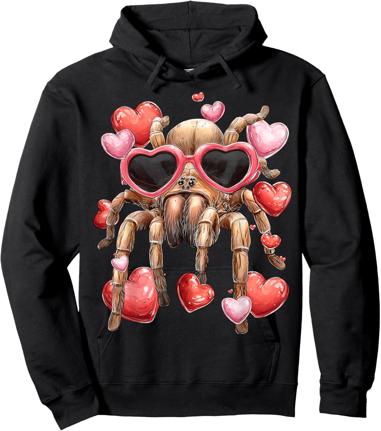 Tarantula Spider Valentine's Day Heart Glasses Hoodie - Hoodie | Black