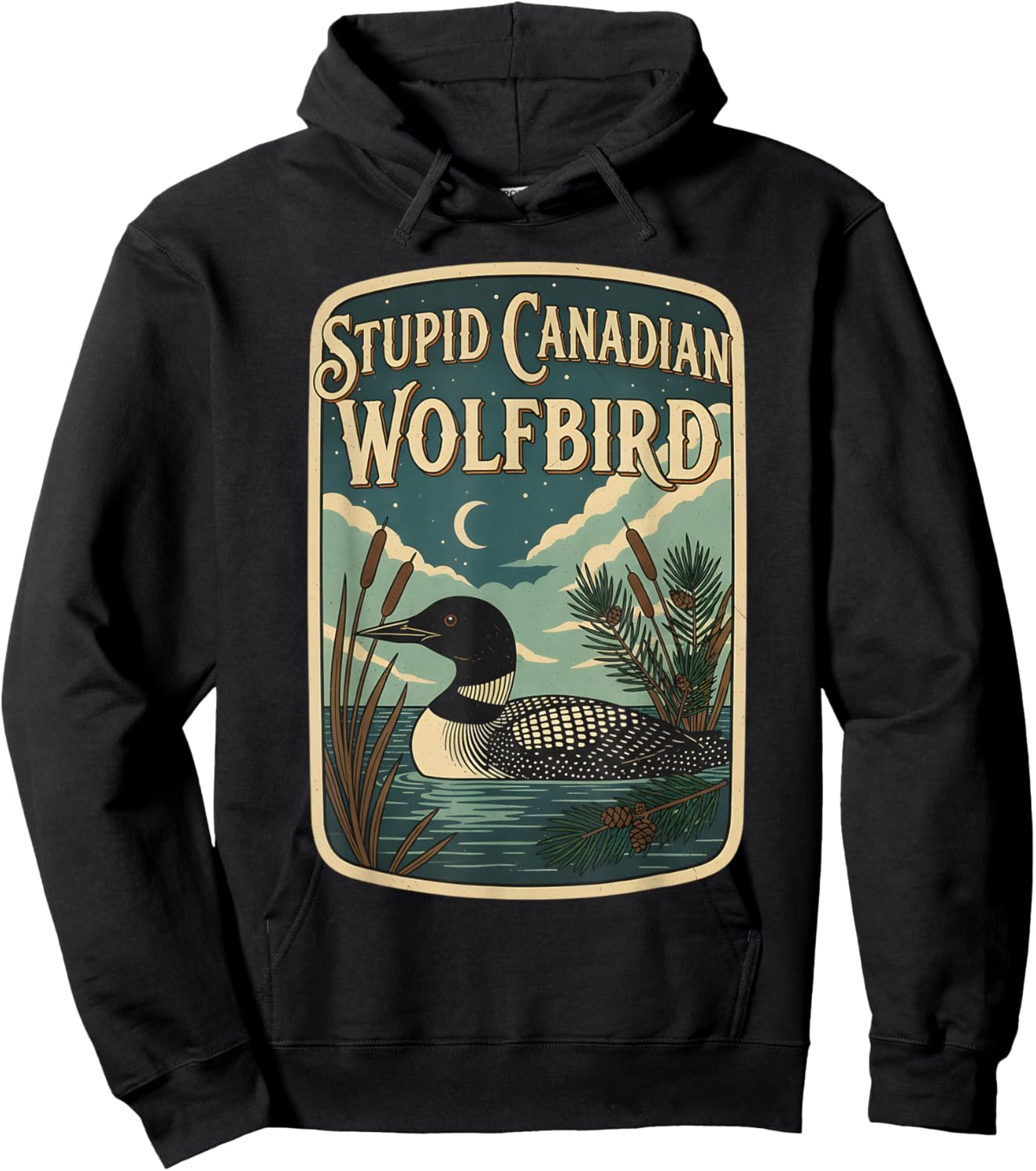 Stupid Canadian Wolf Bird Loon Funny Hockey Romance LGBT Gay Hoodie - Hoodie | Black