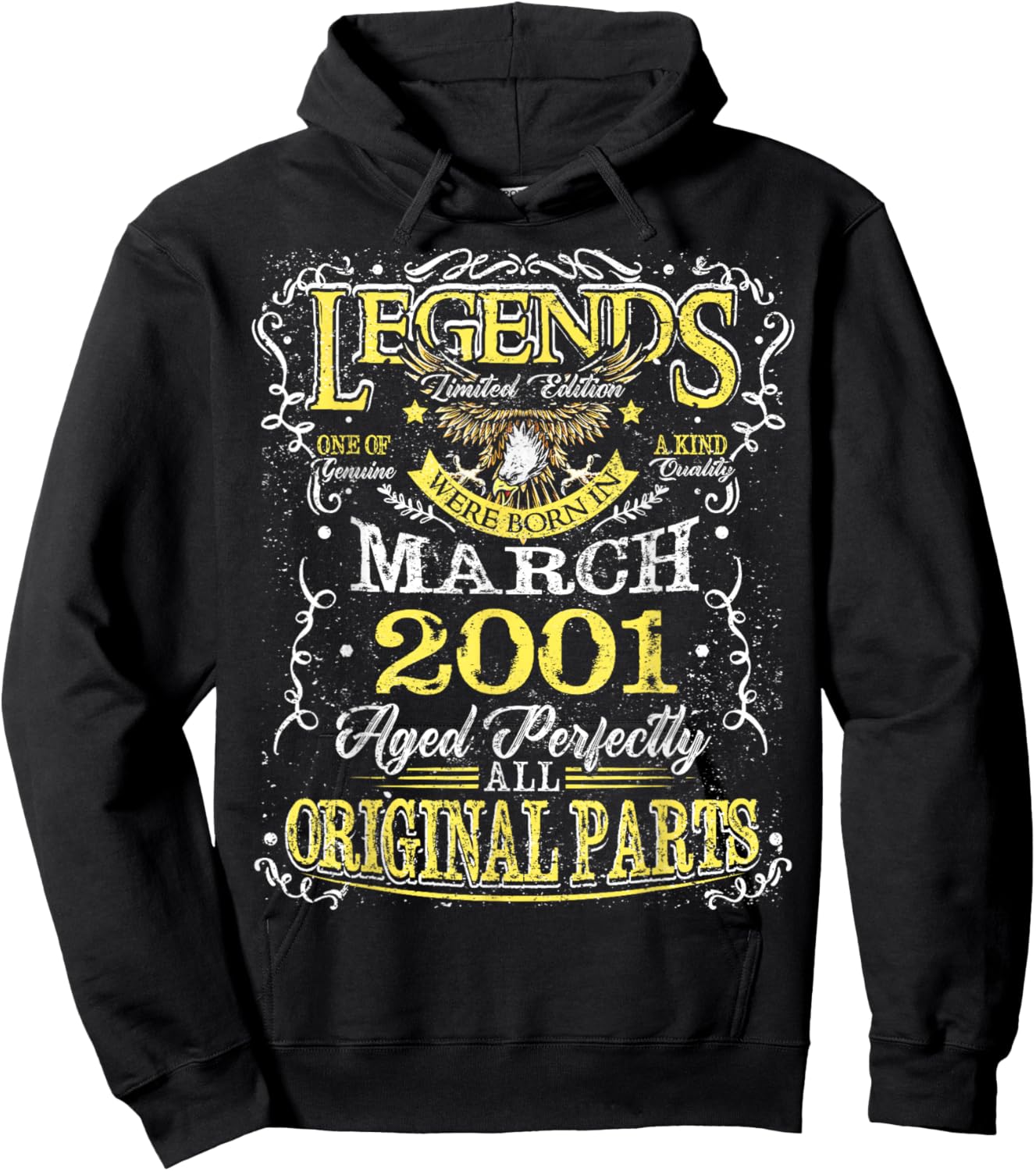 25th Birthday Gift Legend Born in March 2001 25 Yrs Old Hoodie - Hoodie | Black