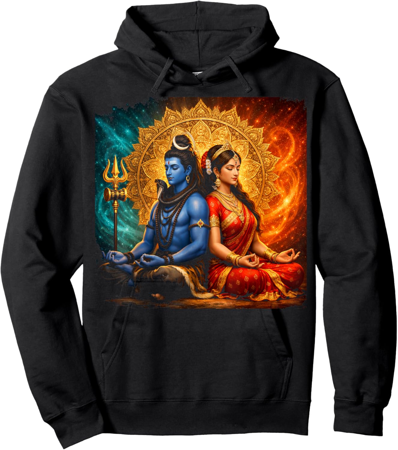 Lord Shiva Durga Hindu God Mahadeva Goddess Goddess Parvati Hoodie - Hoodie | Black