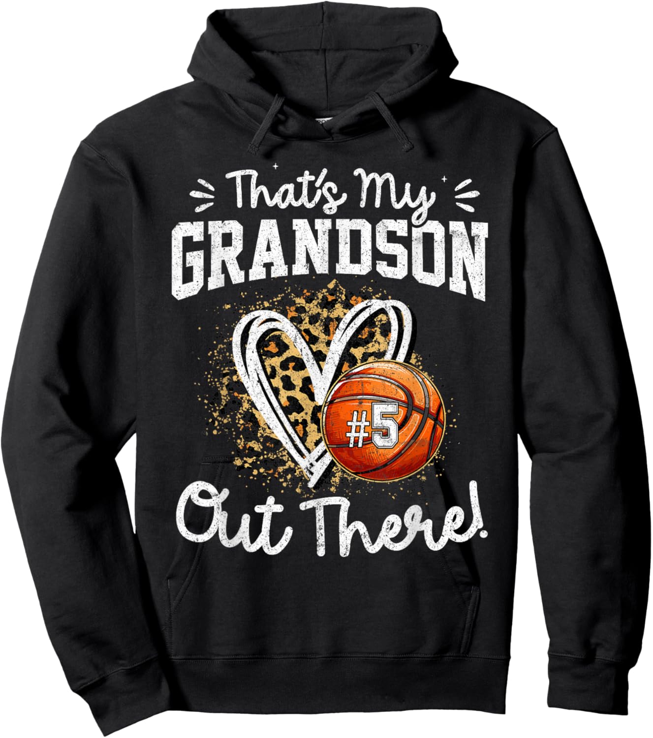 That's My Grandson Out There Number 5 Basketball Game Day Hoodie - Hoodie | Black