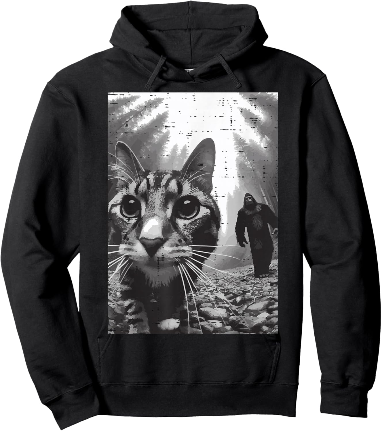 Cat Bigfoot Sasquatch Selfie Funny Kitten Meme Men Women Kid Hoodie - Hoodie | Black