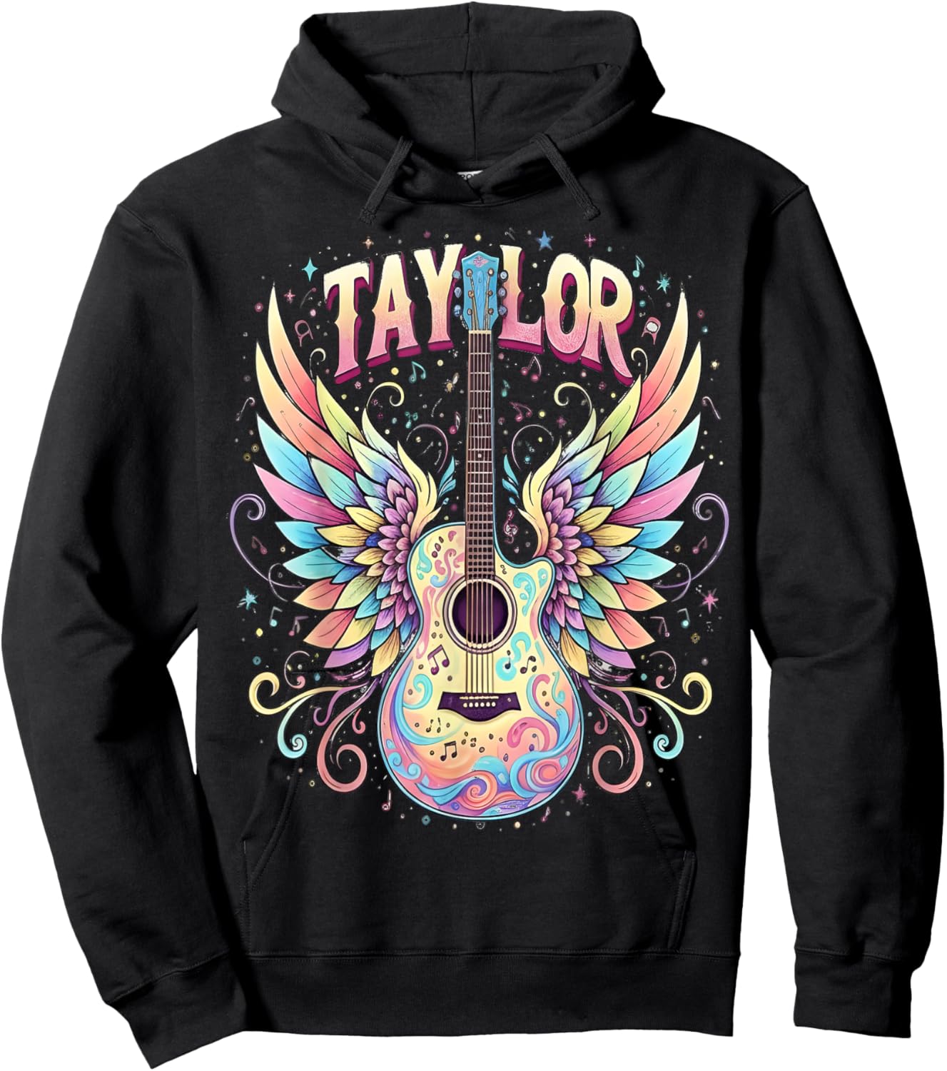 Girl Retro Taylor First Name Personalized Groovy 70's 80's Hoodie - Hoodie | Black