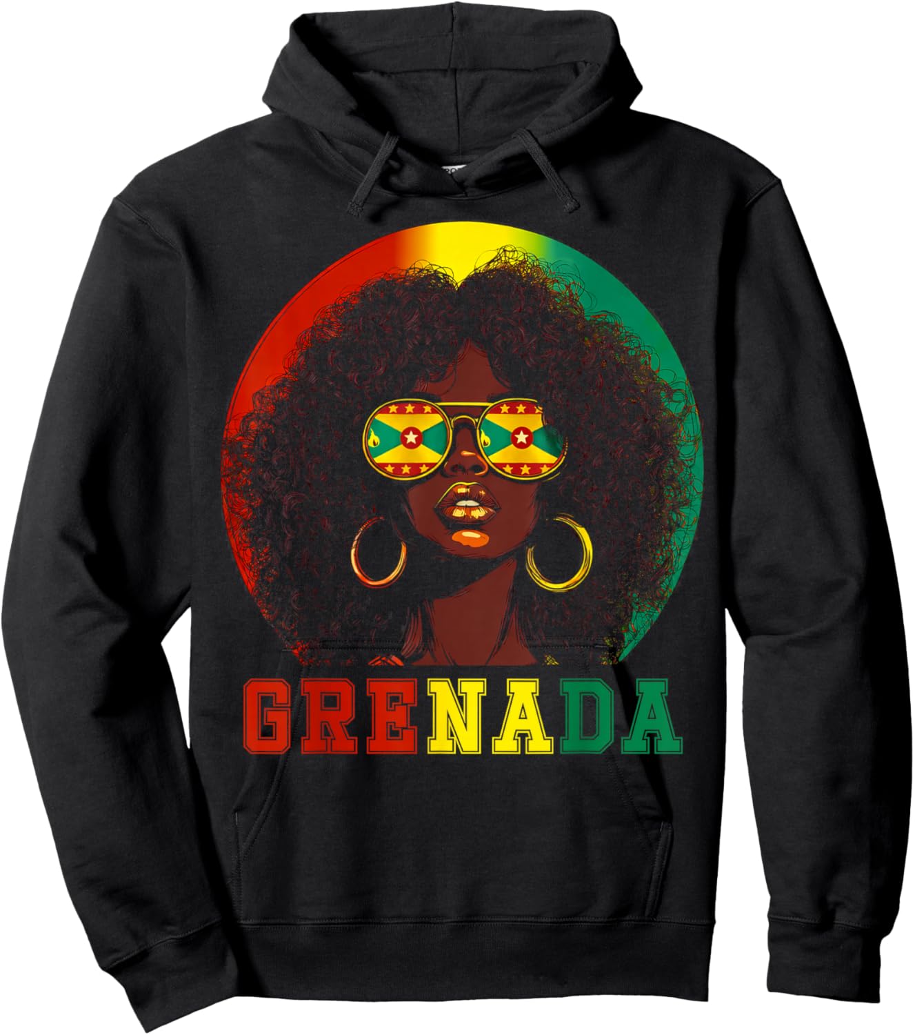 Grenada Flag Sunglasses Grenadian Girl Pride Caribbean Women Hoodie - Hoodie | Black