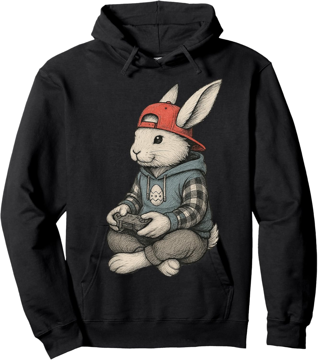 Easter Bunny Gamer Cool Video Game Rabbit Men Boys Kids Hoodie - Hoodie | Black