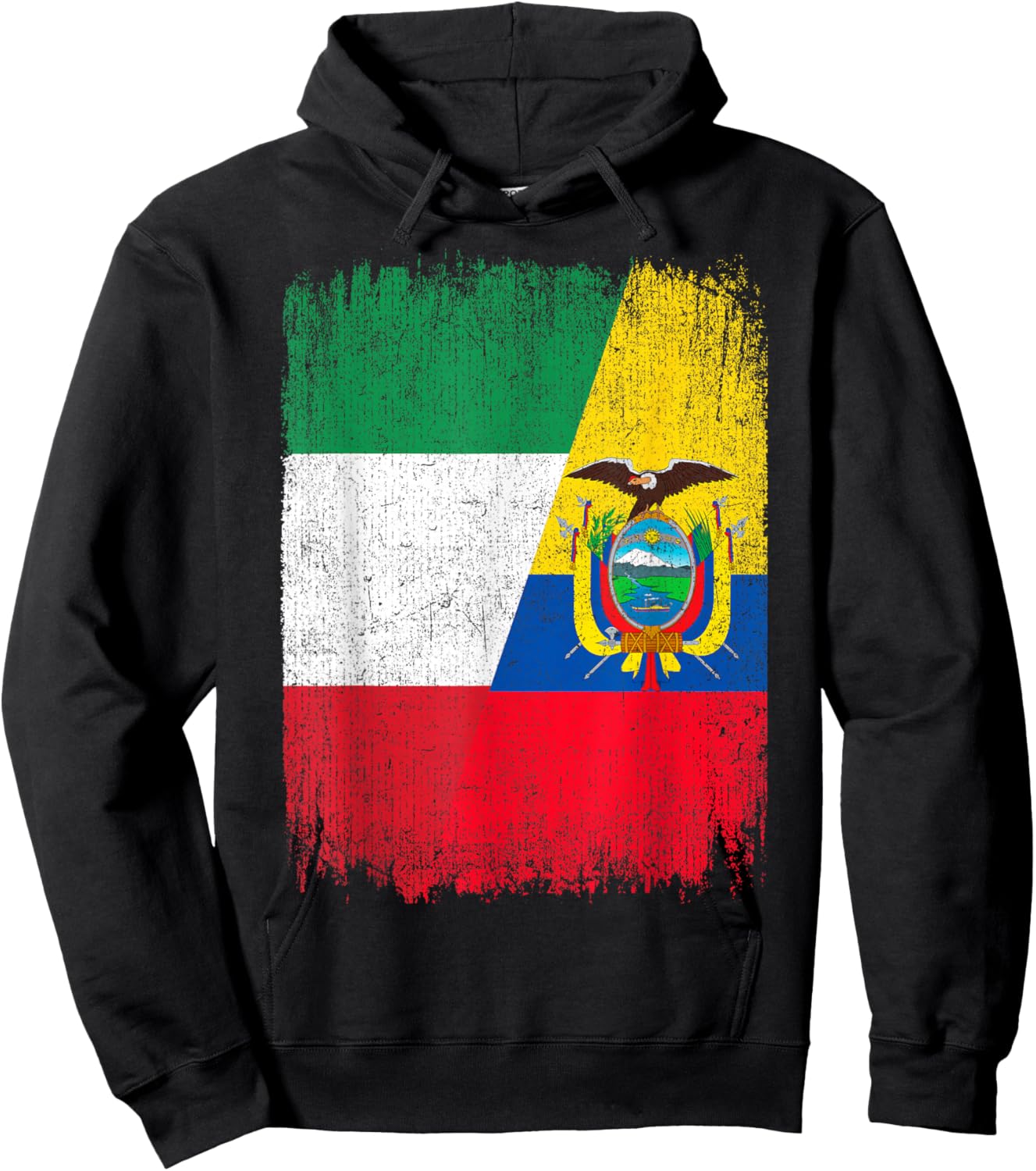 Half Italy Ecuador Flag Italian Ecuadorian Pride Roots Hoodie - Hoodie | Black