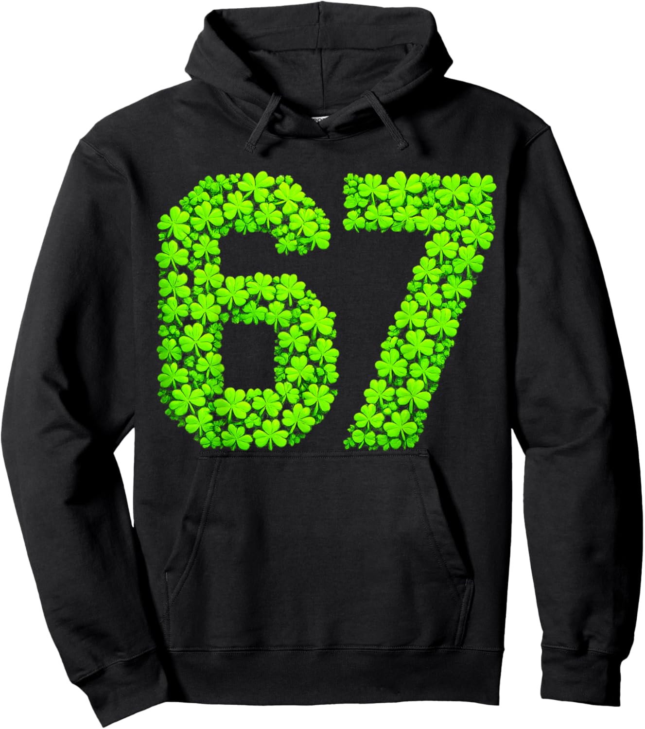 st Patricks Day 67 Shamrock six Seven 6 7 Meme Kids 67 Boys Hoodie - Hoodie | Black