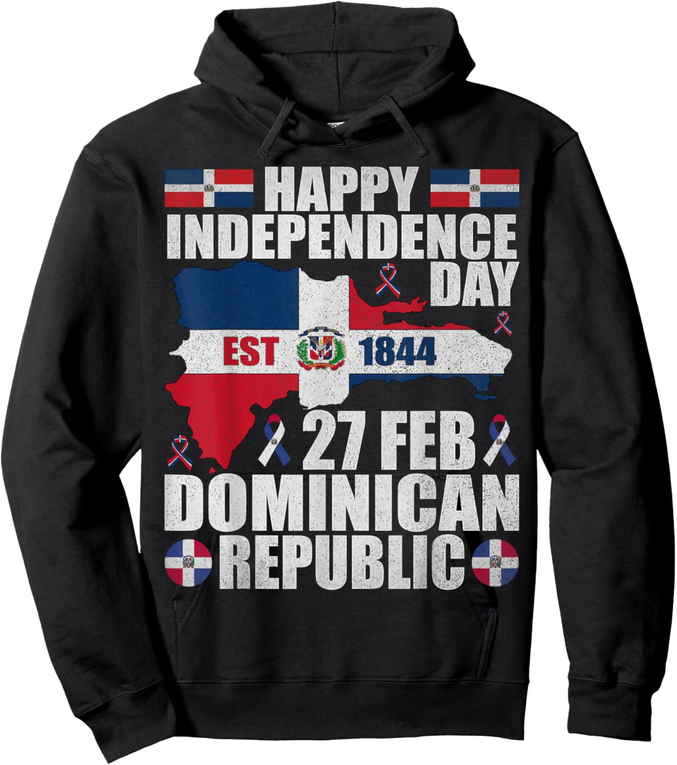 Dominican Republic 182nd Independence Day Dominican Flag Map Hoodie - Hoodie | Black