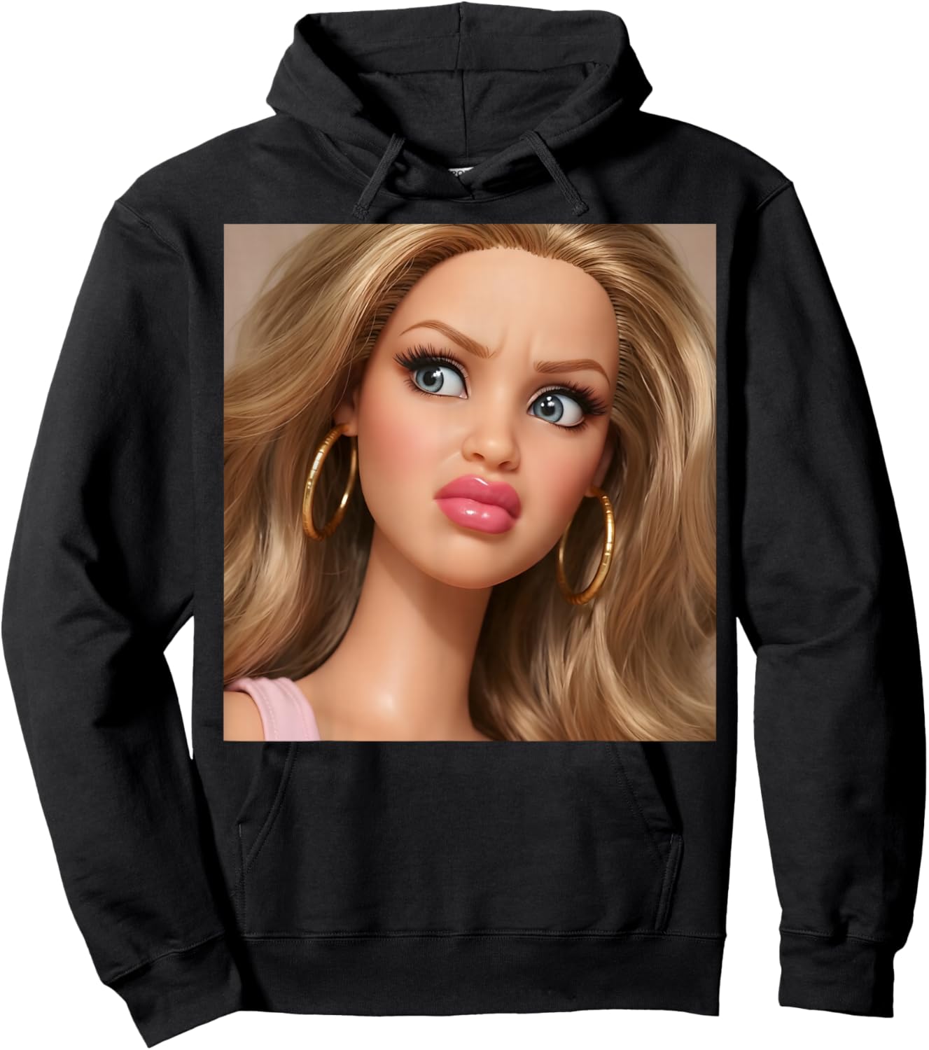Distressed Doll Face Meme Hoodie - Hoodie | Black
