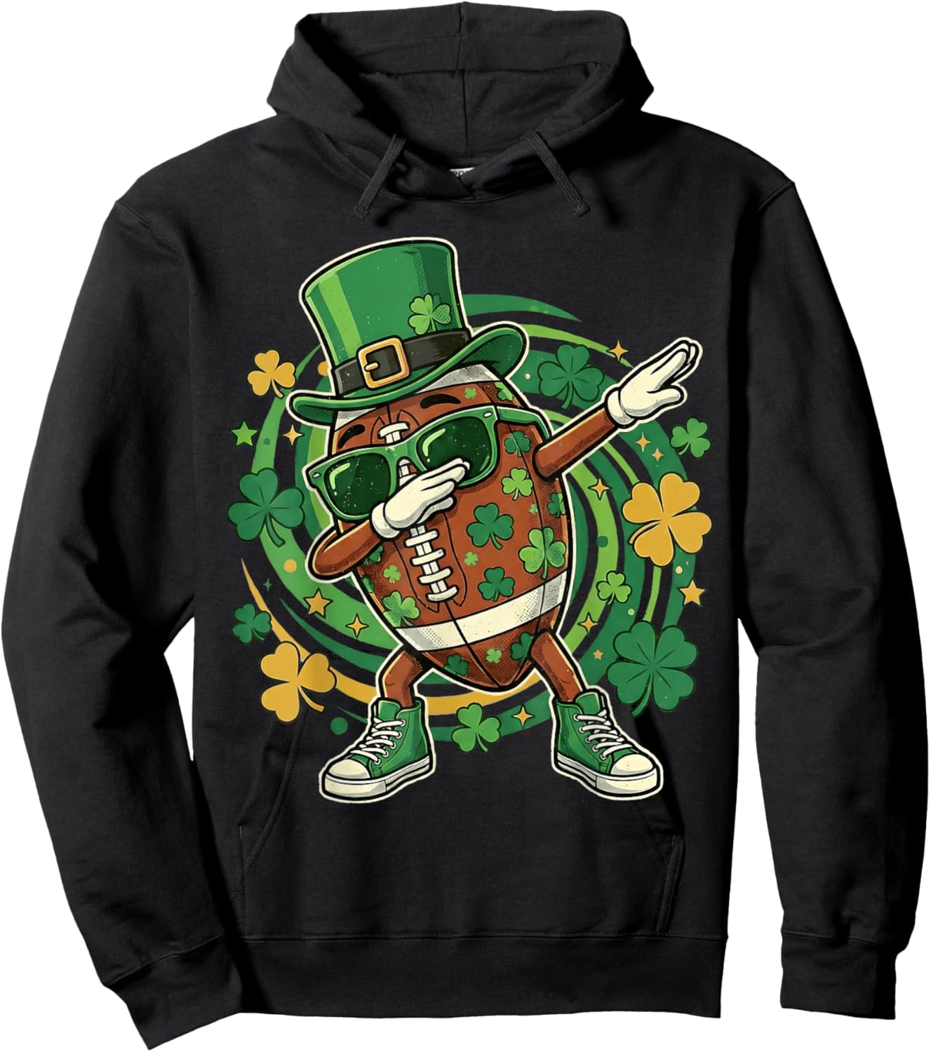 Dabbing Football St Patricks Day Irish Shamrock St Paddys Hoodie - Hoodie | Black