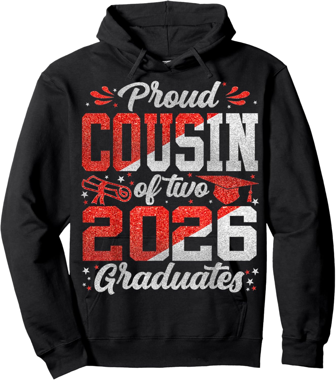 Proud Cousin of Two 2026 Graduates Funny Class of 26 Senior Hoodie - Hoodie | Black