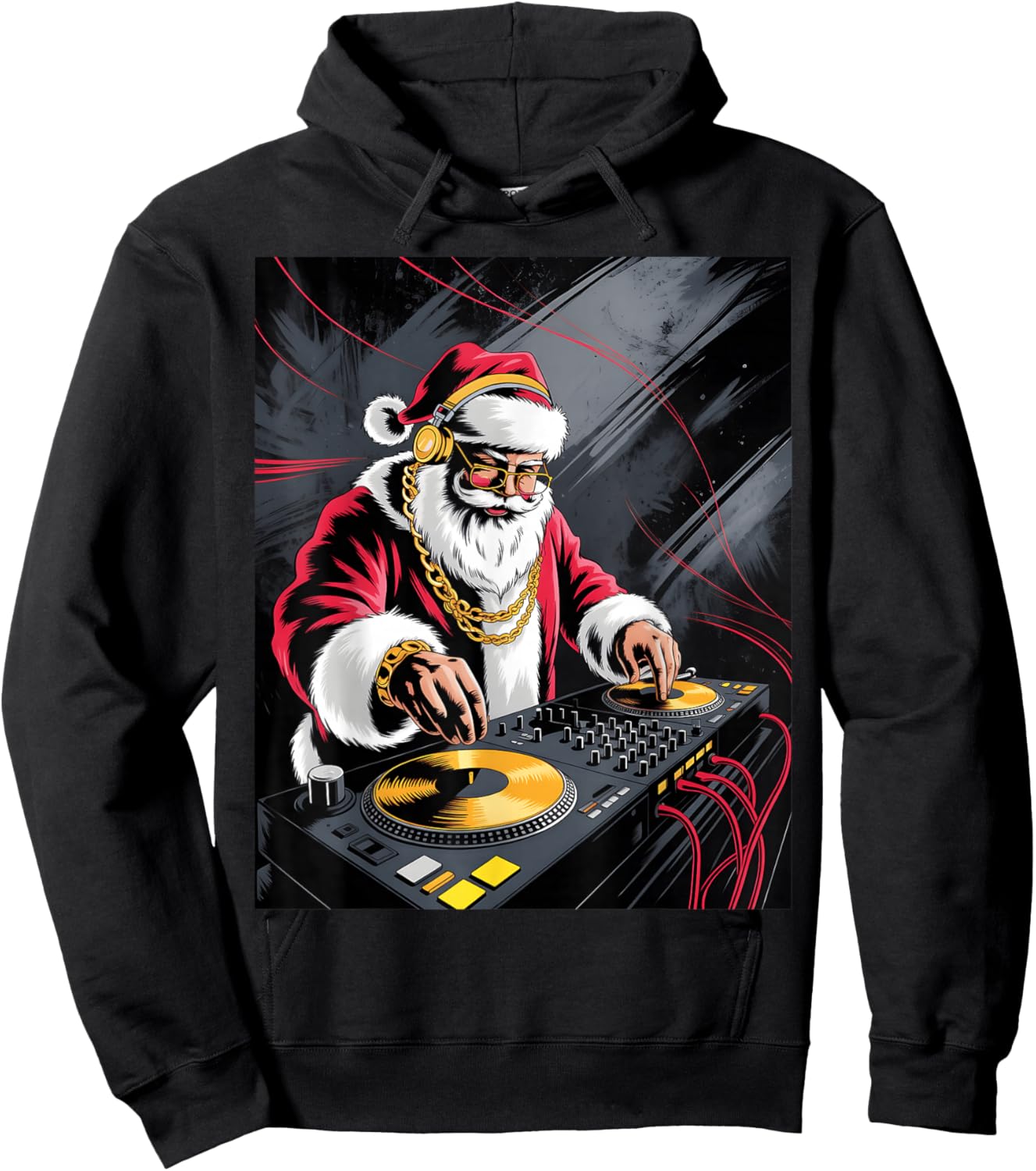 Funny DJ Musician Santa Claus Merry Mixmas Christmas Hoodie - Hoodie | Black