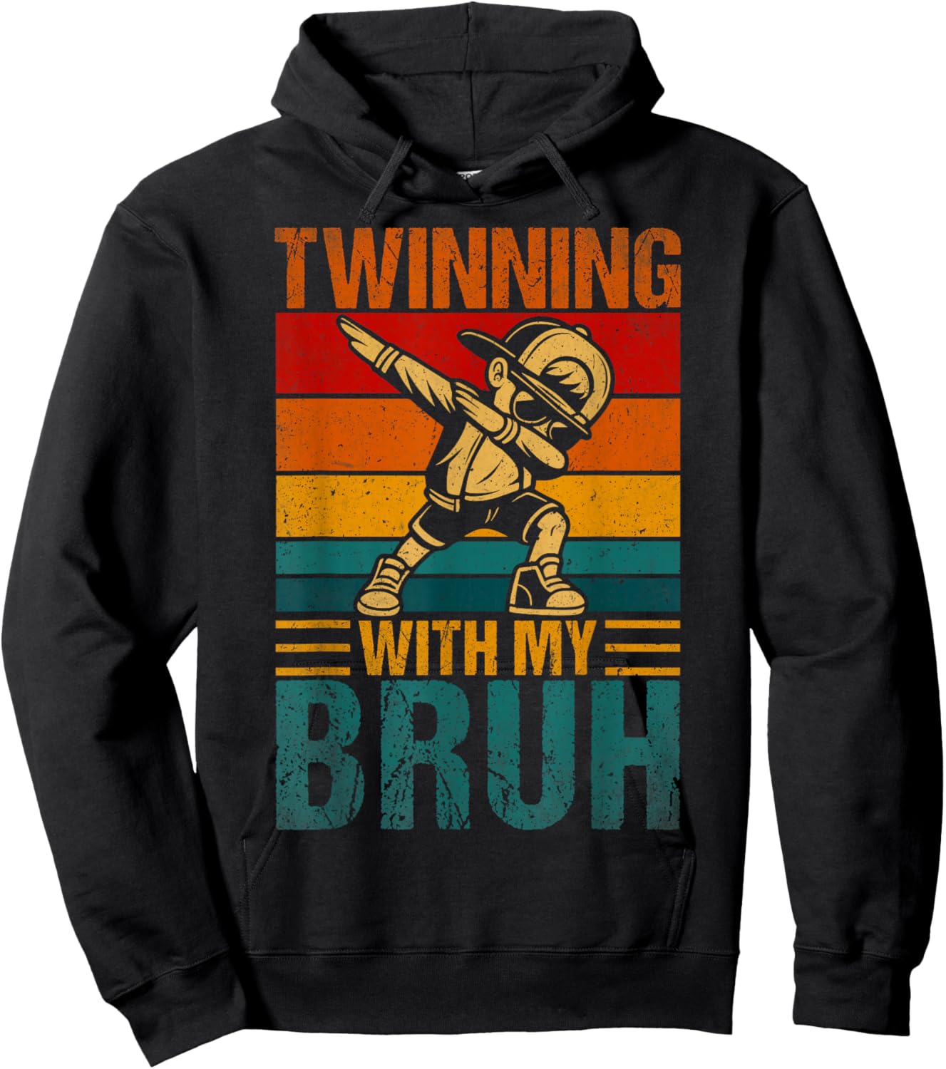 Twinning with My Bruh Kids Boys Funny Twin Day Dabbing Boy Hoodie - Hoodie | Black
