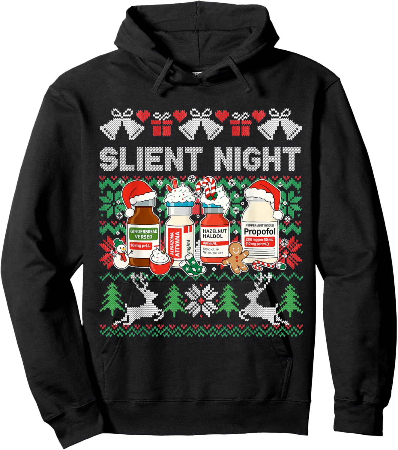 Propofol Silent Night ICU Nurses Funny Merry Ugly Christmas Hoodie - Hoodie | Black