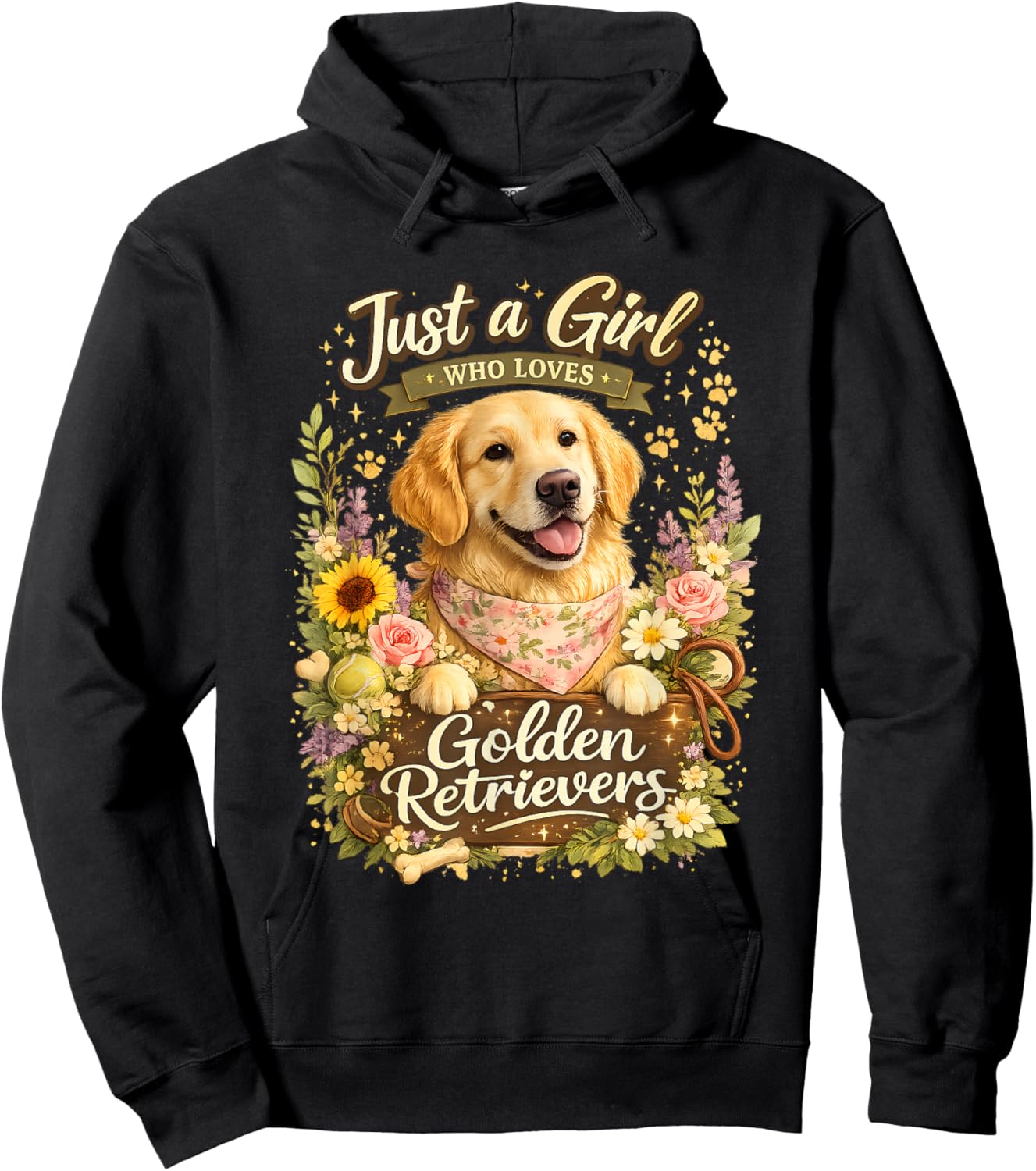 Just a Girl Who Loves Golden Retrievers Graphic Hoodie - Hoodie | Black