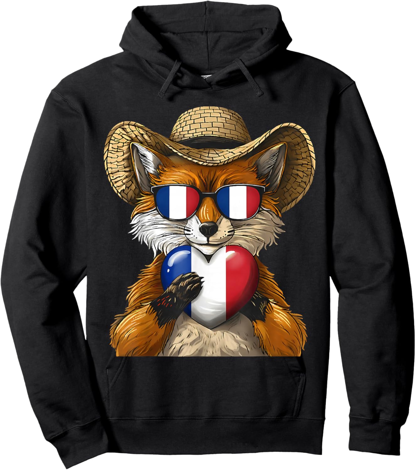 French Flag Fox France Pride Hoodie - Hoodie | Black