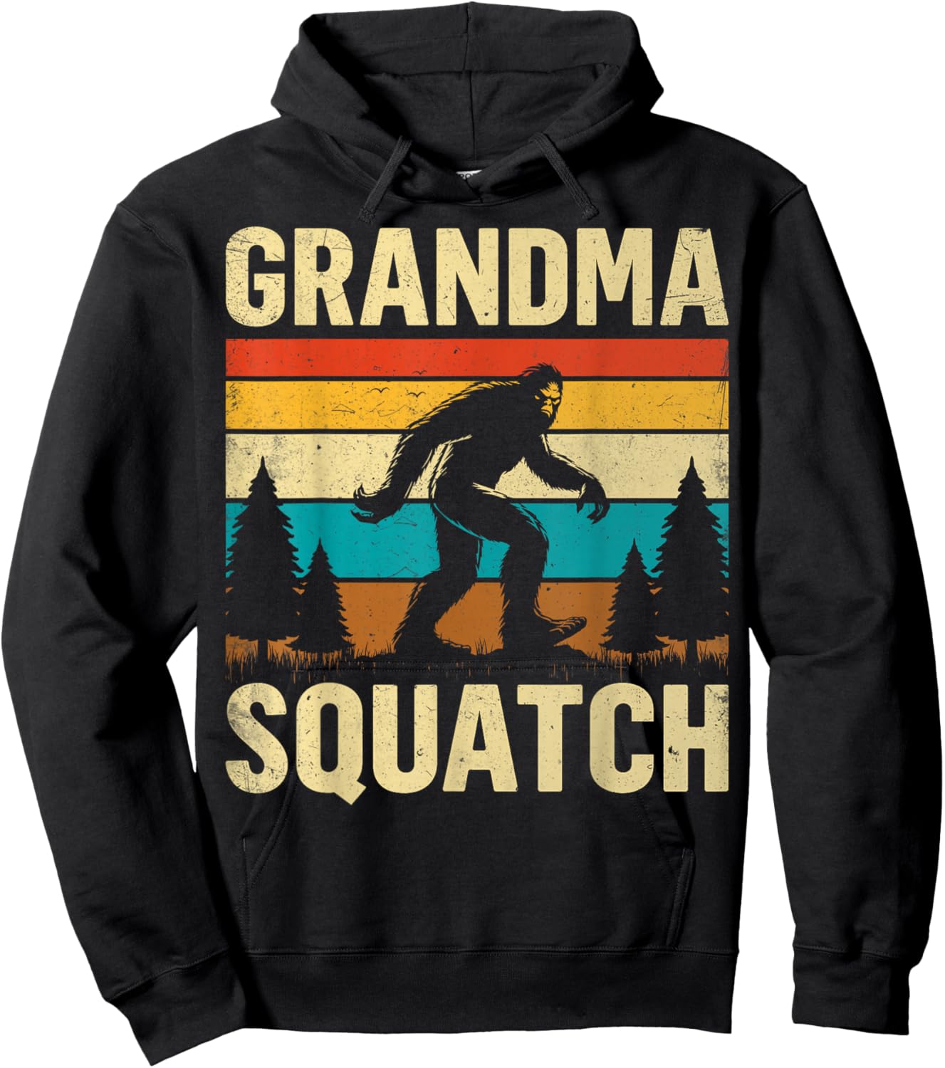 Retro Grandma Squatch - Bigfoot Grandmother Hoodie - Hoodie | Black