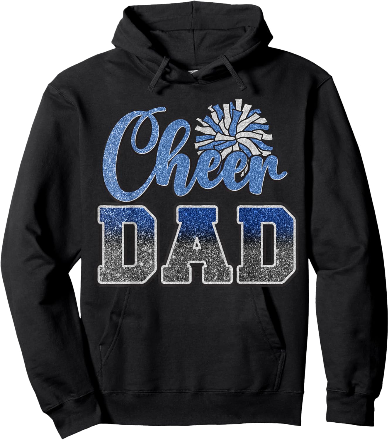 Cheer Dad Cheerleading Cheerleader Dad Blue Fathers Day Hoodie - Hoodie | Black
