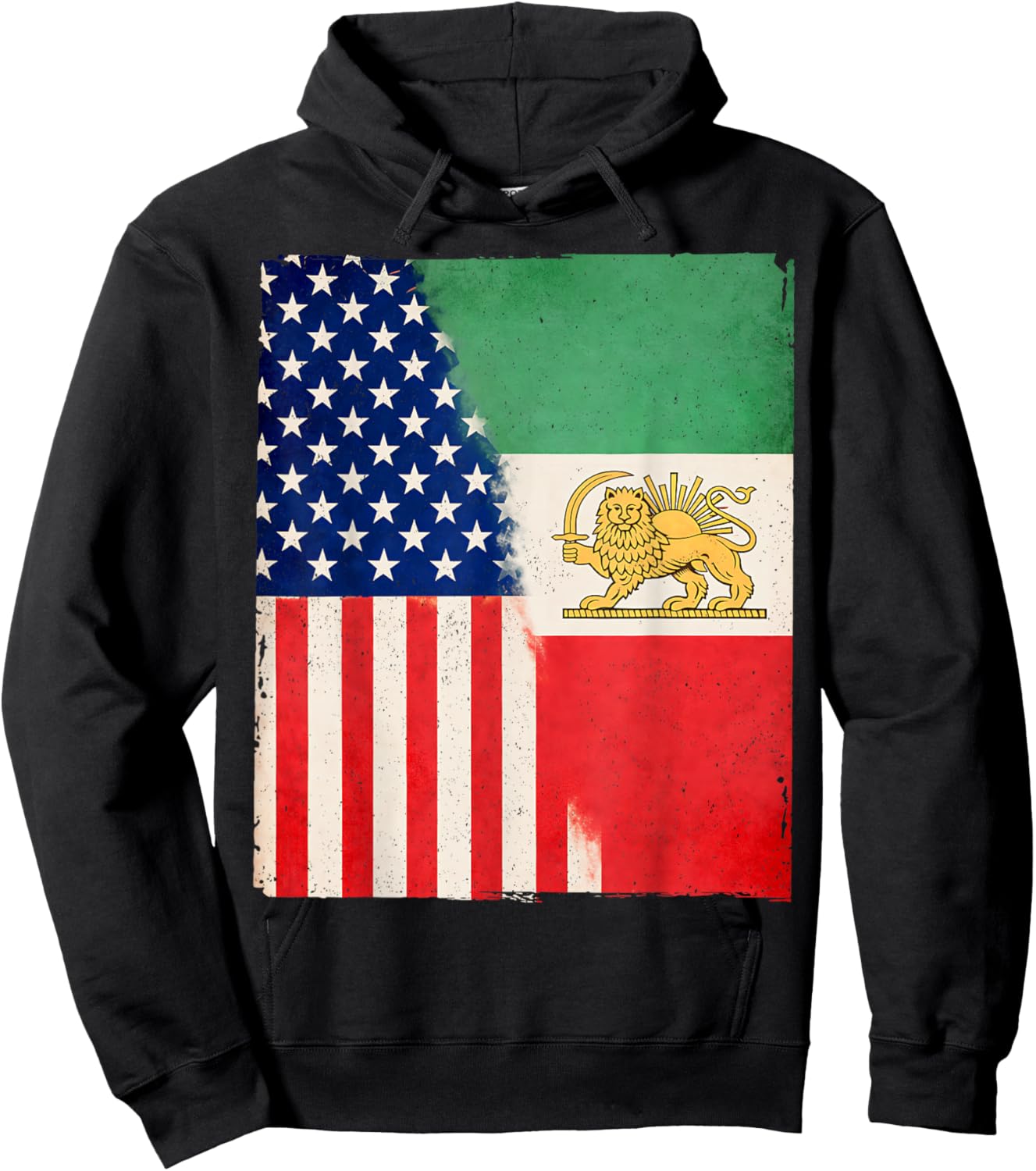 Persian American Flag USA Persia Roots Heritage Hoodie - Hoodie | Black
