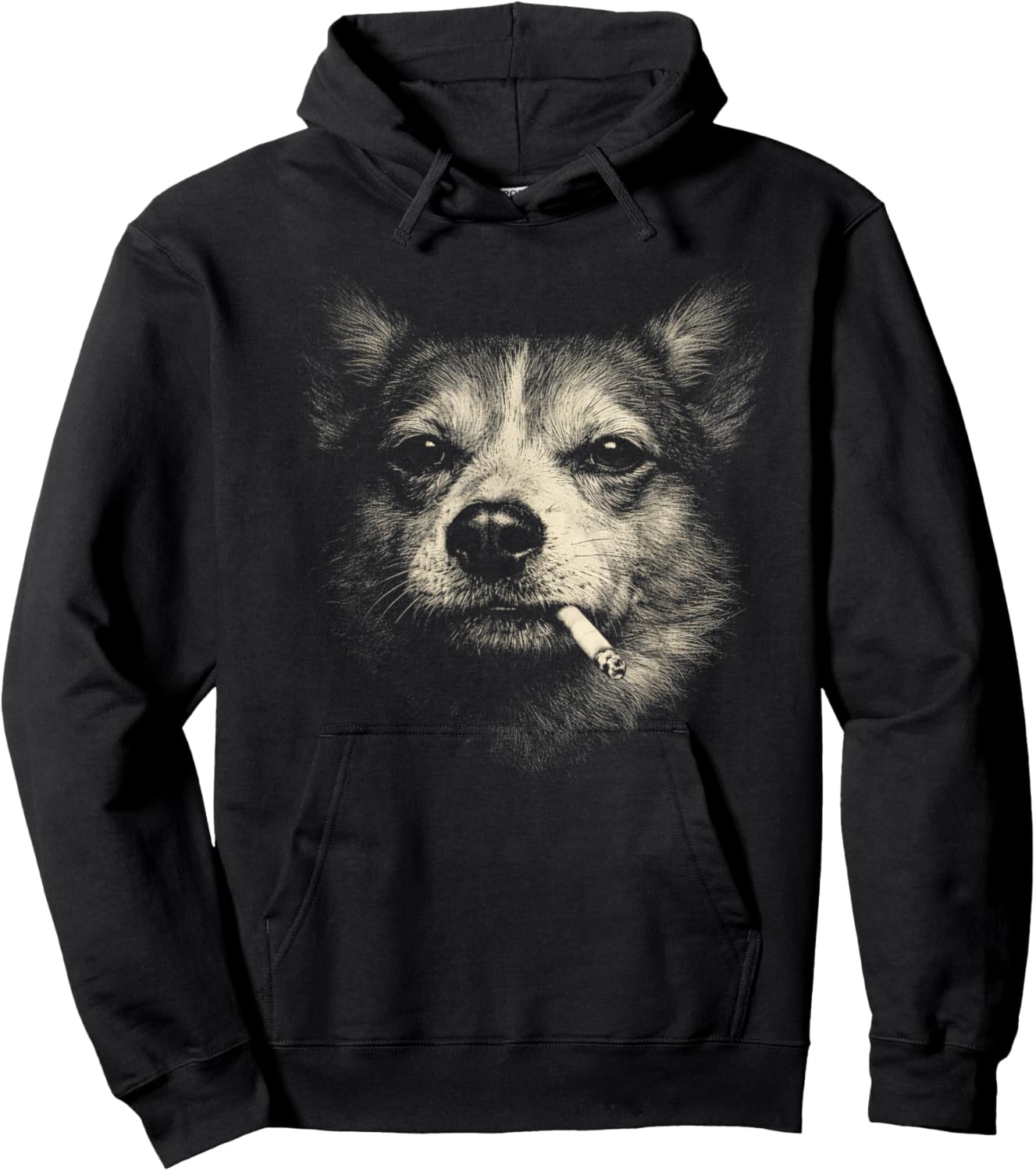 Dog Smoking Cigarette Funny Corgi Meme Hoodie - Hoodie | Black