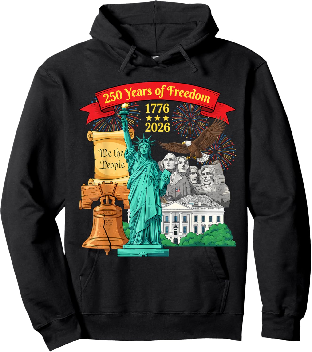 250 Anniversary USA 250th American Flag Patriotic 250 Years Hoodie - Hoodie | Black