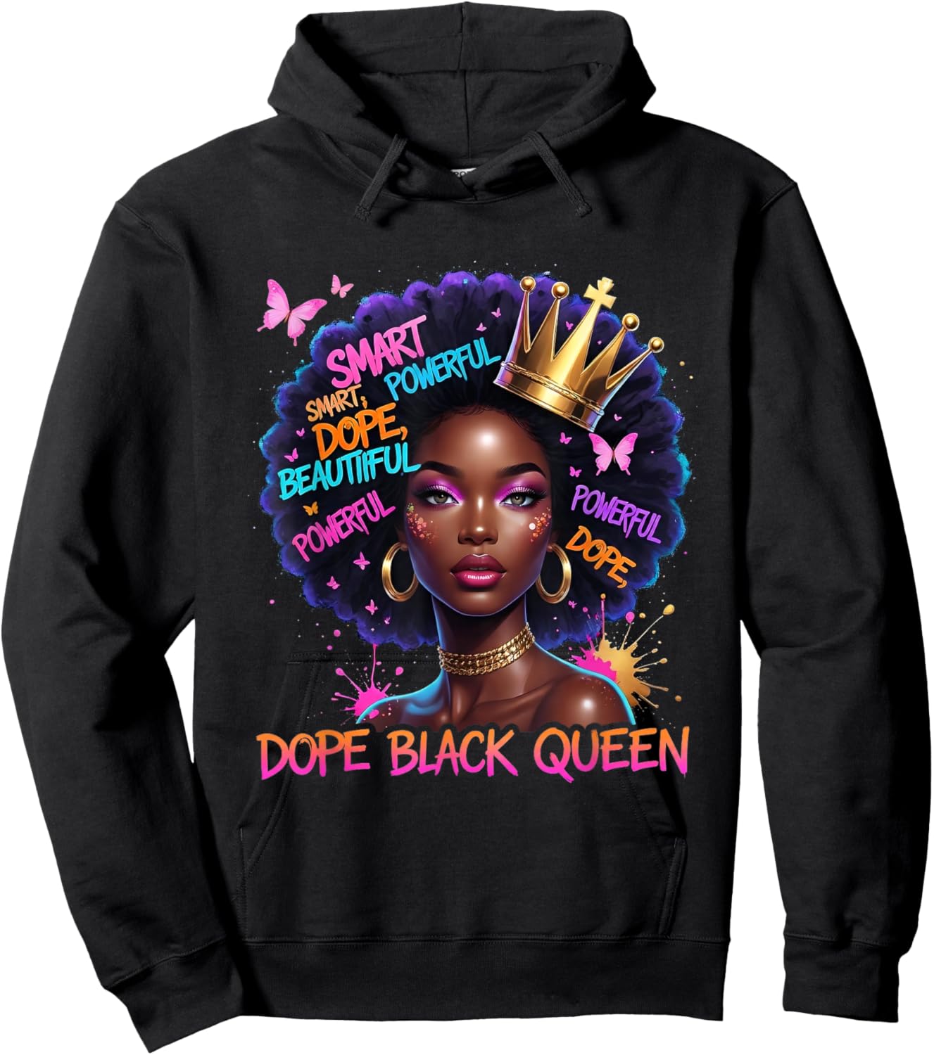 African Melanin Dope Queen Black Women Afro Girl Hoodie - Hoodie | Black