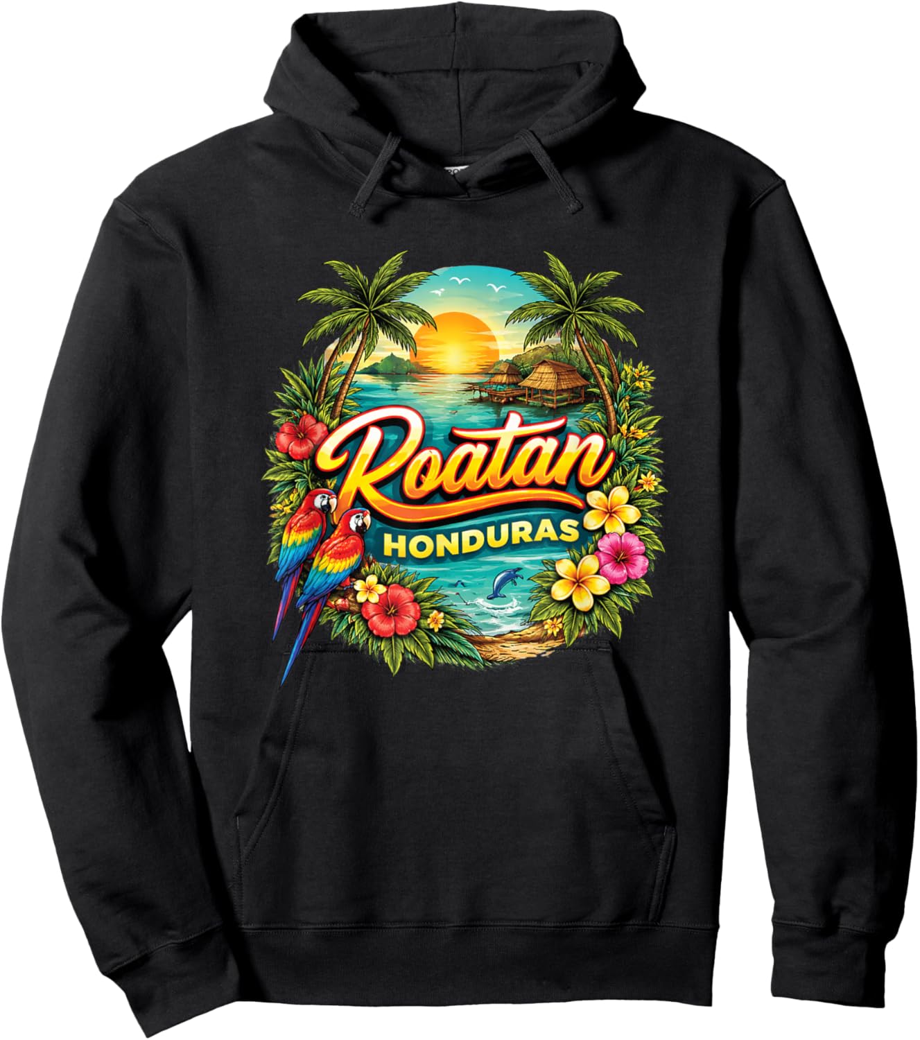 Roatan Honduras Tropical Sunset Landscape Hoodie - Hoodie | Black
