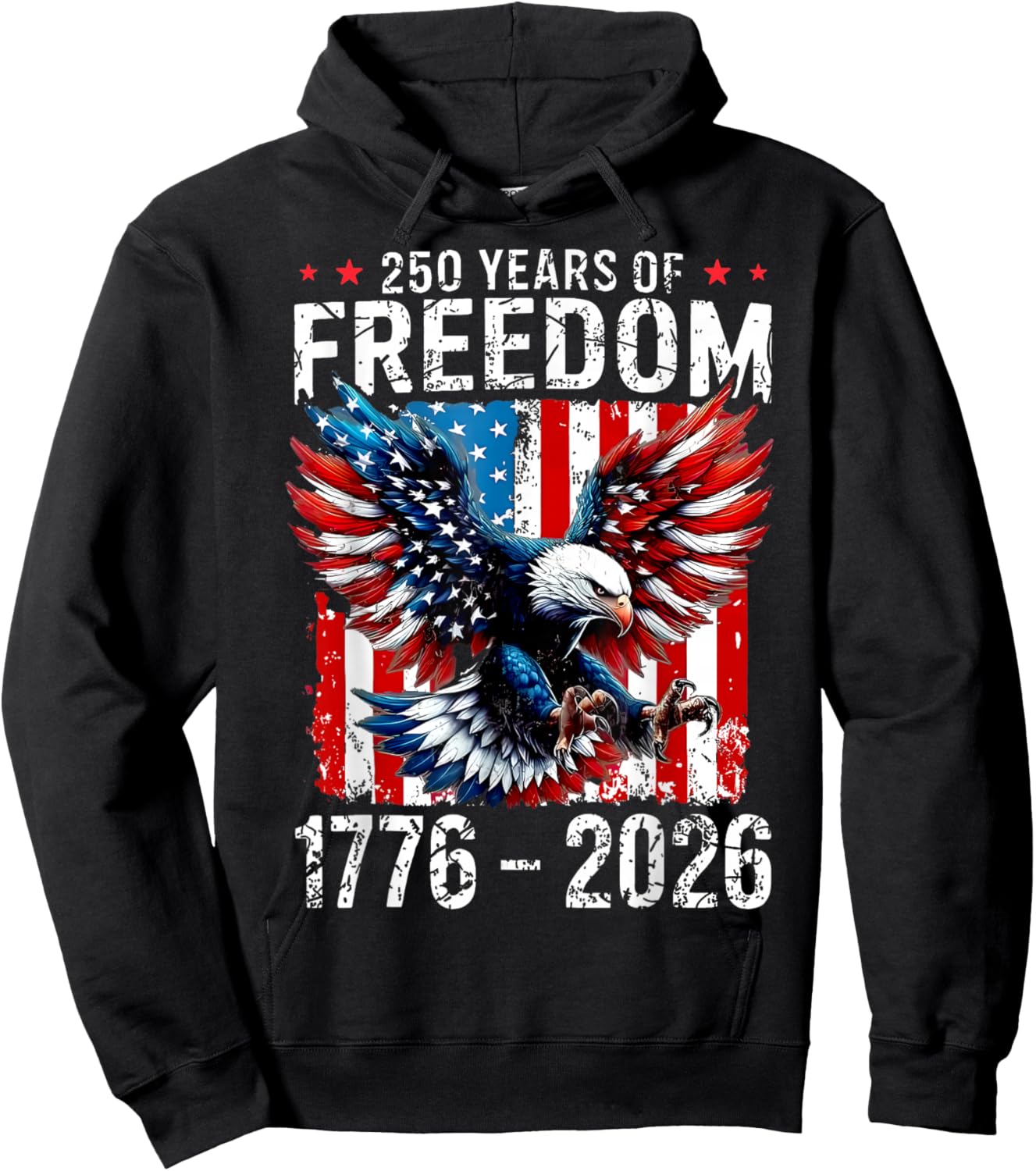 Eagle and Flag 250 Years 1776-2026 250th Birthday Hoodie - Hoodie | Black