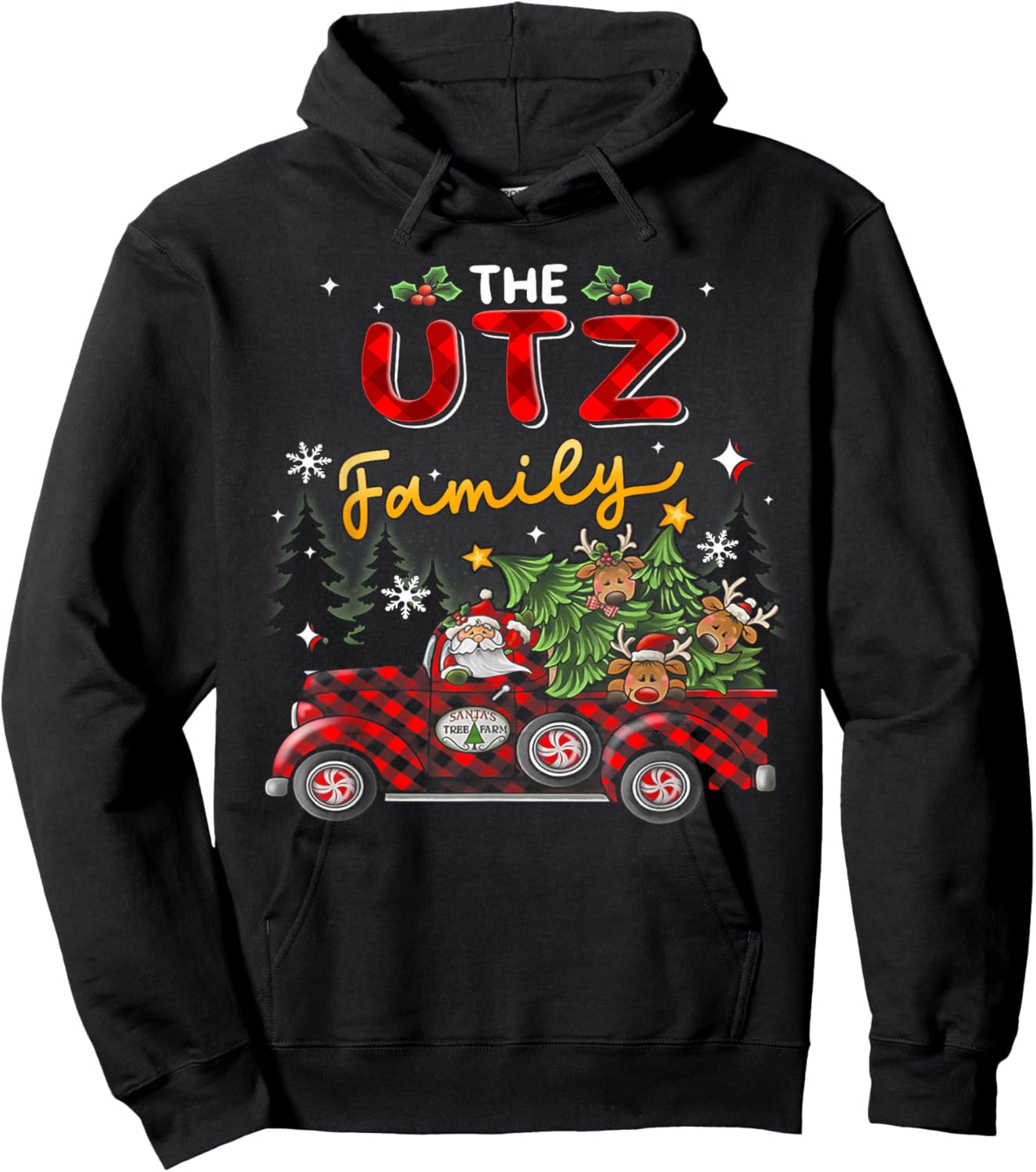 The Utz Family Christmas Matching Pajamas Group Gift Hoodie - Hoodie | Black
