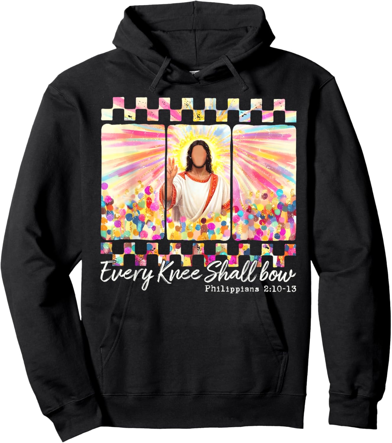 Every Knee Shall Bow Christian Bible Verse Happy Easter Hoodie - Hoodie | Black