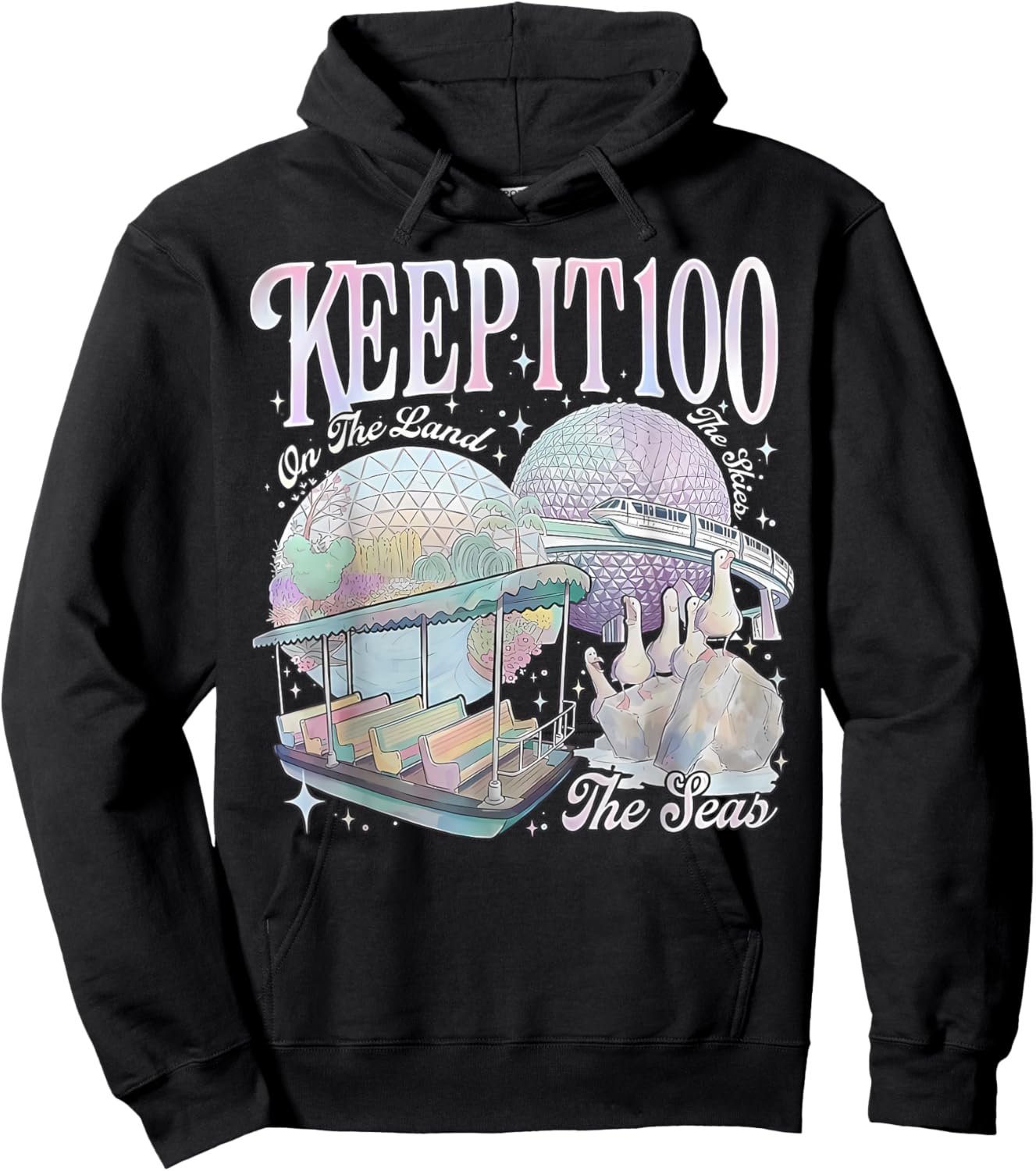 Keep It 100 Retro Transport Art Land Sea Sky Style Men Women Hoodie - Hoodie | Black