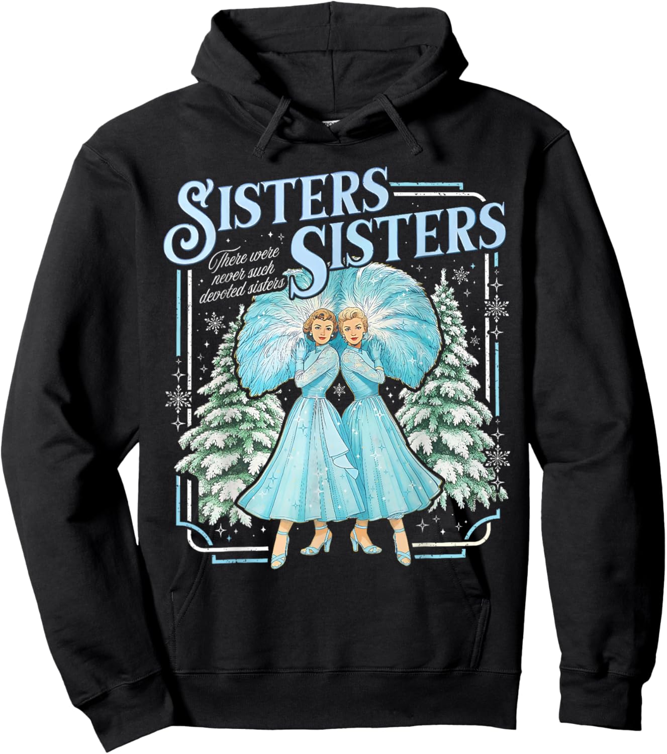 Sisters White Xmas Merry Christmas Snowflake Pajamas Holiday Hoodie - Hoodie | Black