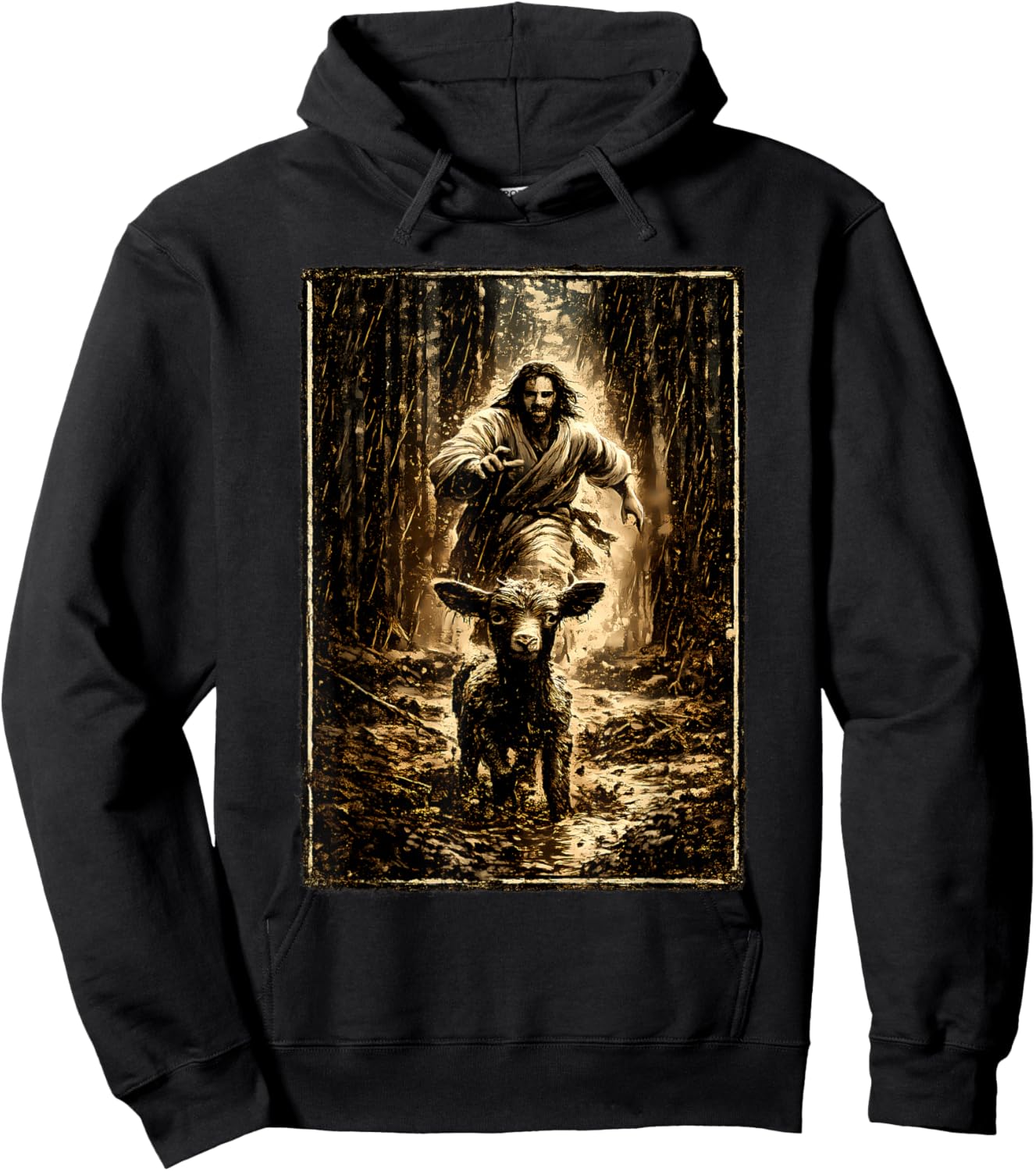 Jesus Chasing Lamb Hoodie - Hoodie | Black