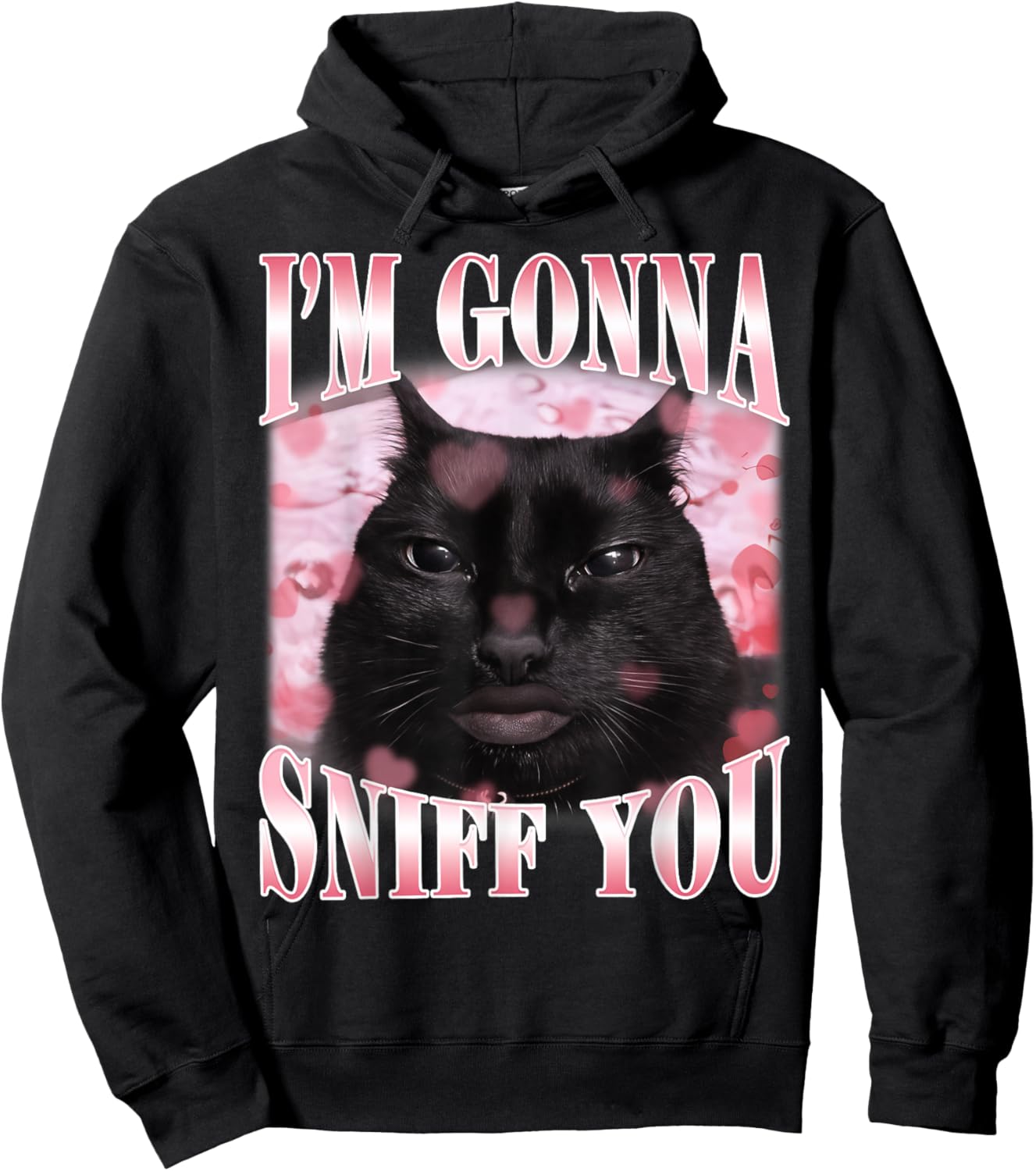 I'm Gonna Sniff You Funny Brainrot Stupid Cat Meme Graphic Hoodie - Hoodie | Black