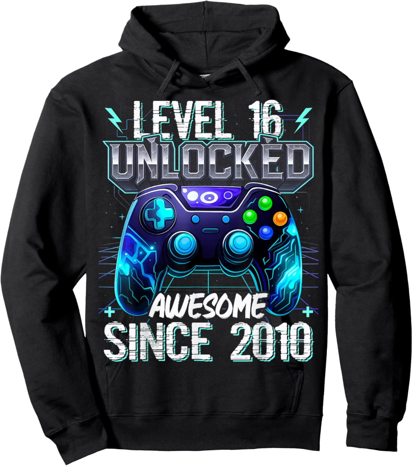 16th Birthday Boy Level 16 Gamer 16 Year Video Game Party Hoodie - Hoodie | Black