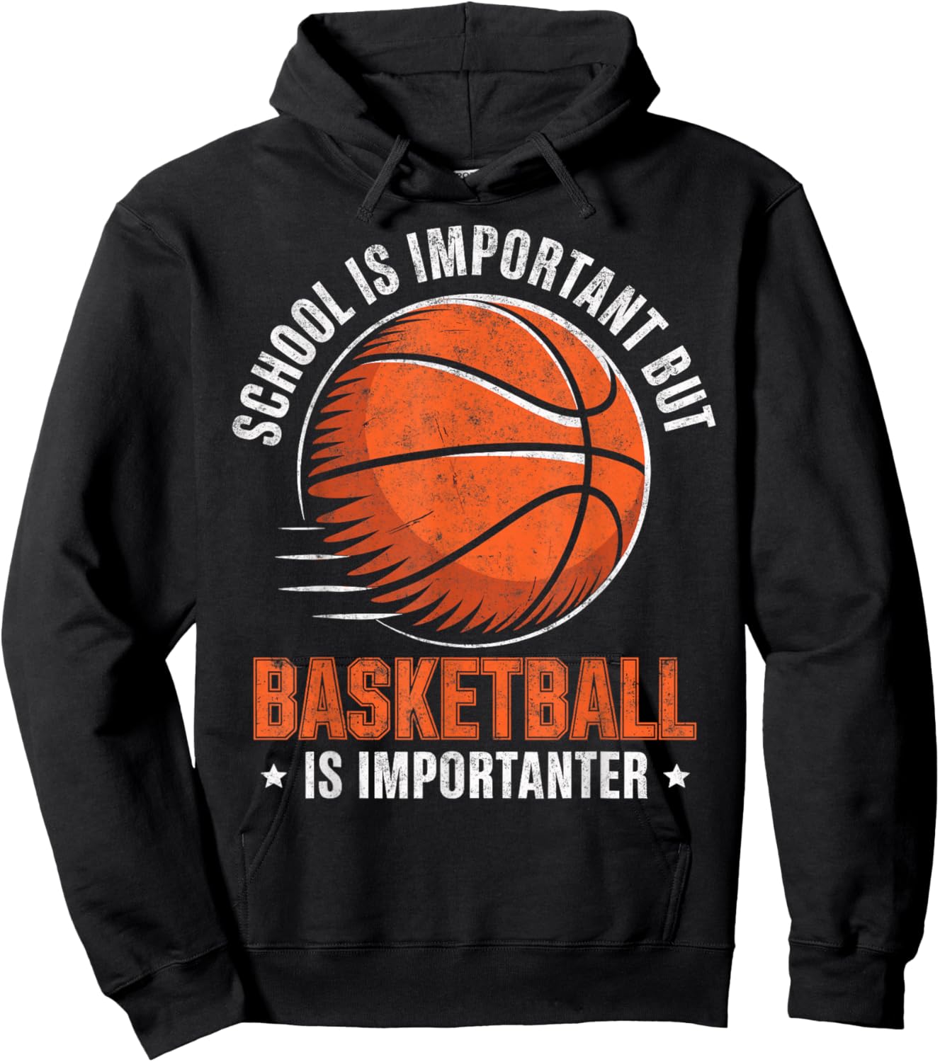 Vintage School is Important but Basketball is Importanter Hoodie - Hoodie | Black