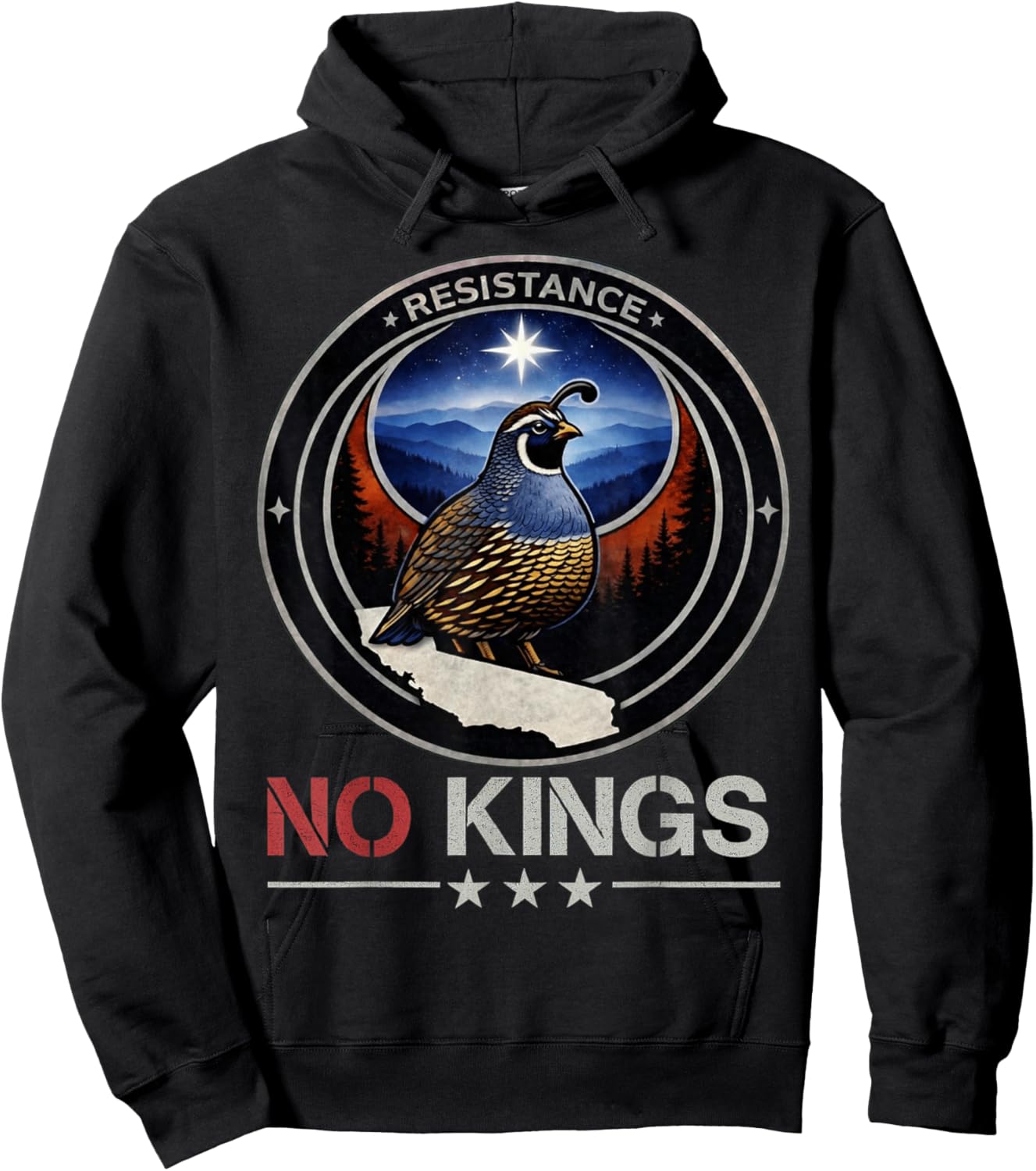 California CA Rebel Bird Alliance Resistance No Kings 2026 Hoodie - Hoodie | Black