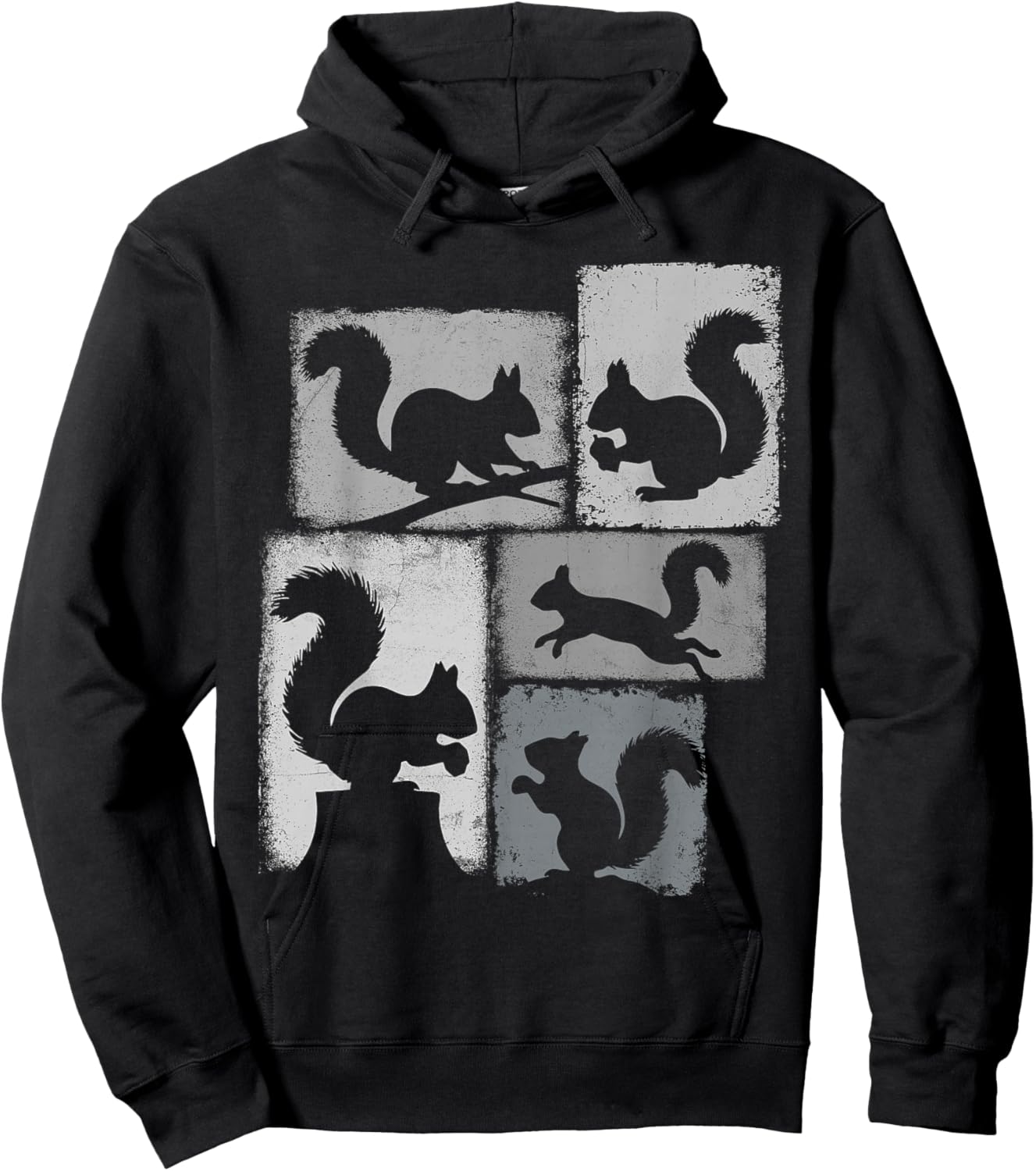 Squirrel Vintage Collage Nut Lover Hoodie - Hoodie | Black